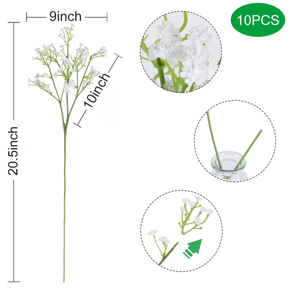 15 PCS Babys Breath Artificial Flowers Fake Babys Breath Flowers Artificial Bulk Blue Gypsophila Bouquets Real Touch Faux Flowers for Wedding Floral Arrangement Party Home Decoration