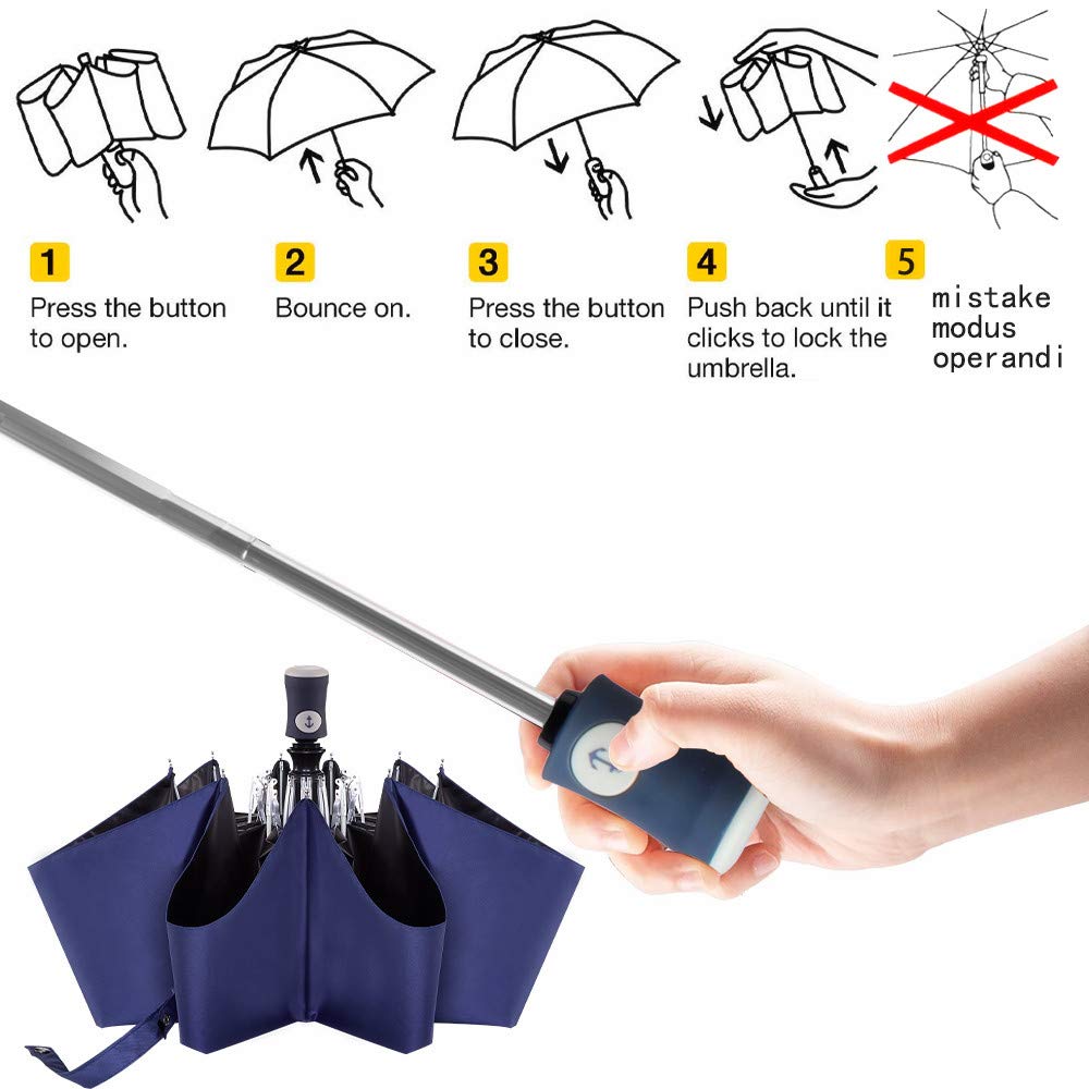 DBA FDJASGY Sun Umbrella Compact Folding Travel Umbrella Auto Open and Close for Windproof, Rainproof & 99.9% UV Protection Parasol with Black Anti-UV Coating