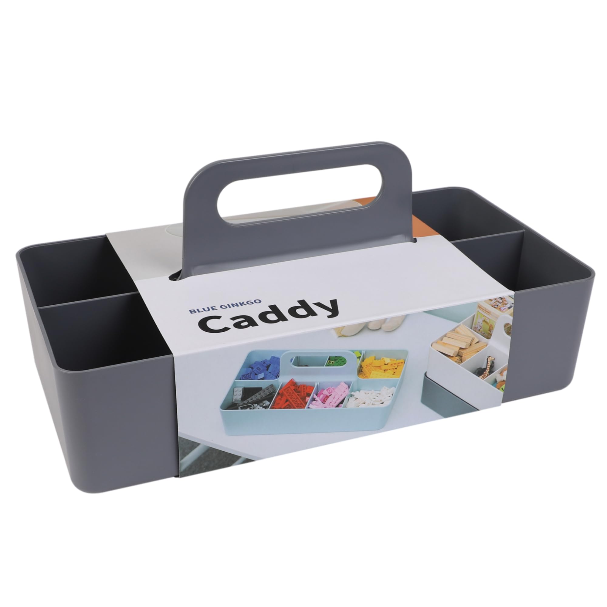 BLUE GINKGO Stackable Organizer Caddy – Korean-Made Portable Tote for Bathroom, Office, Crafts, or School Supplies (Long Rectangle, Blue)
