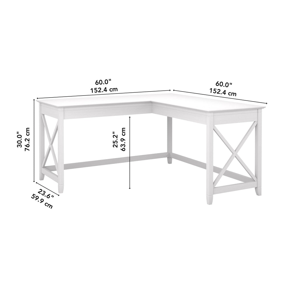 Bush Home Key West 60W Modern Farmhouse L Shaped Desk in Bing Cherry, 60-Inch Corner Computer Table for Home Office Workspace