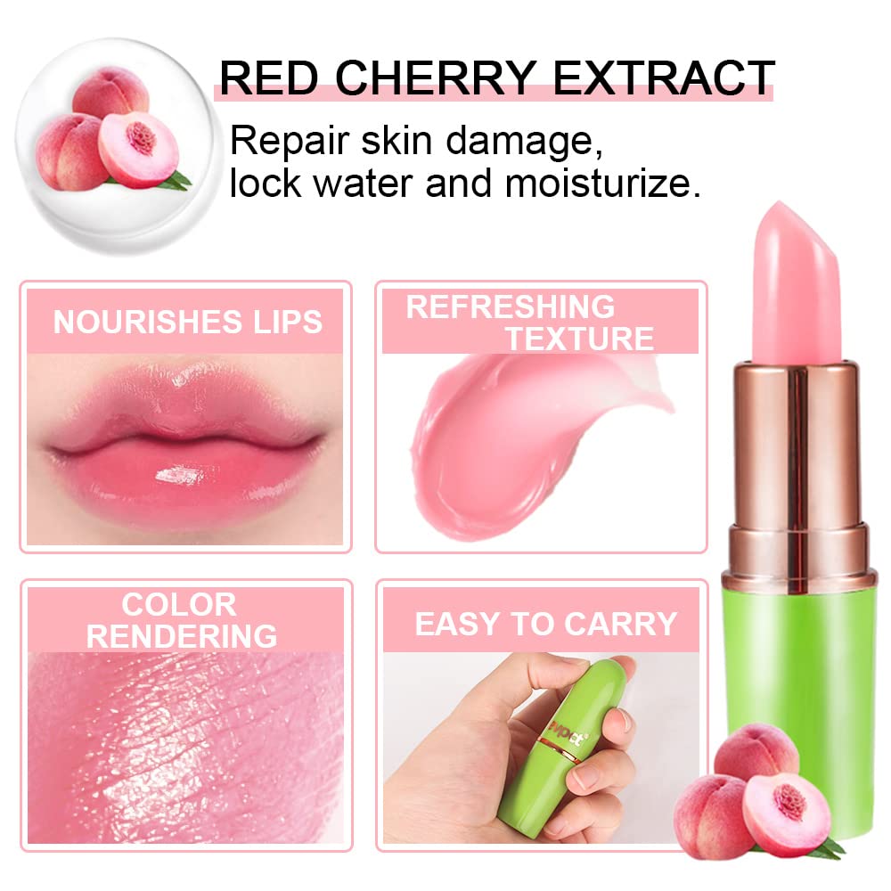 evpct 2Pcs Blueberry Tinted Lip Balms PH Lip Color Changing Lipstick Balm Stain Gift Set Queen for Women Girls Korean Mood Long Lasting Color Change Light Pink Lipstick Lip Tint Plumper Gloss