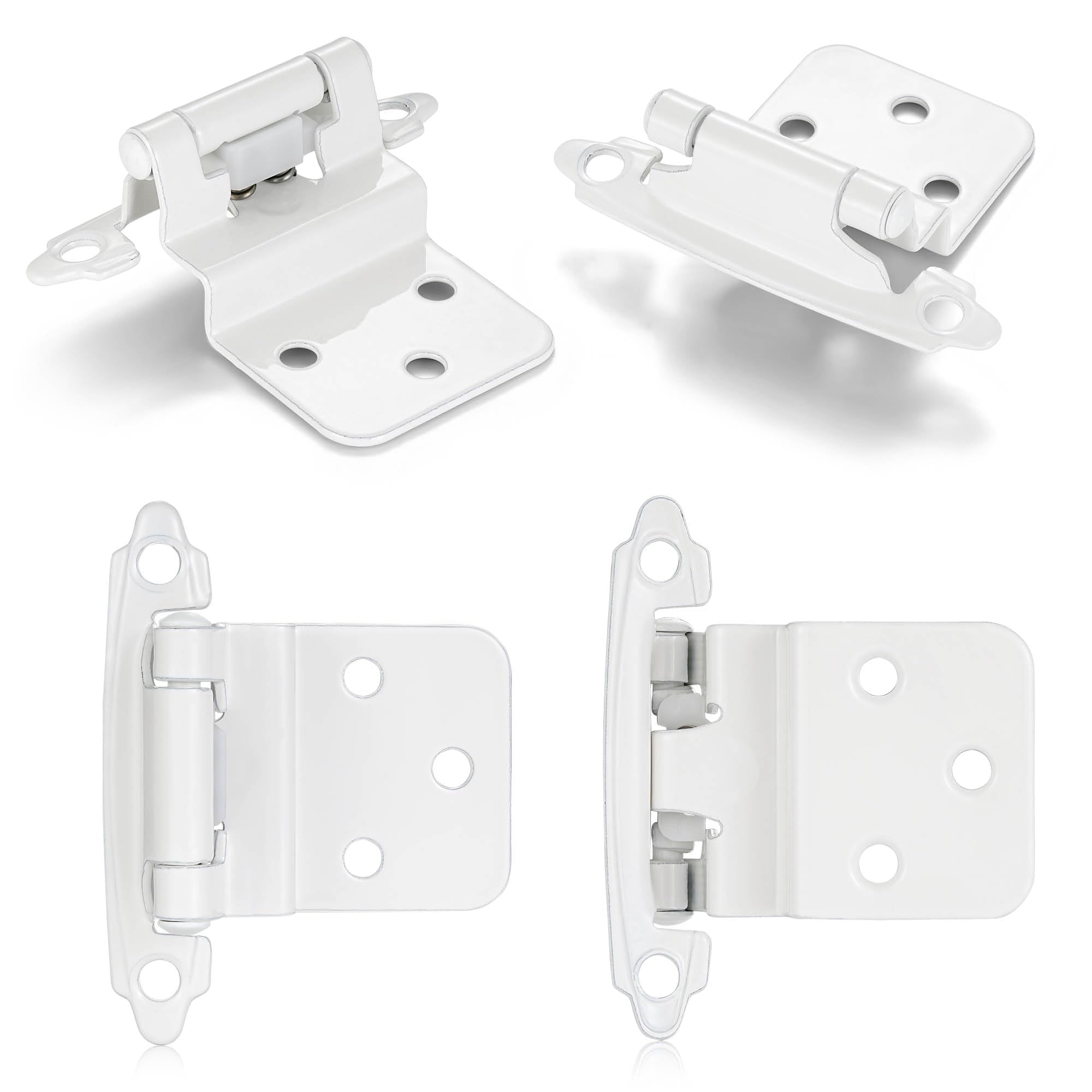 4 Pack (2 Pairs) Antique Brass Self Closing Cabinet Hinges for Kitchen Cabinet Door, 1/2" Overlay (Variable) Semi Concealed Kitchen Cabinet Hinges