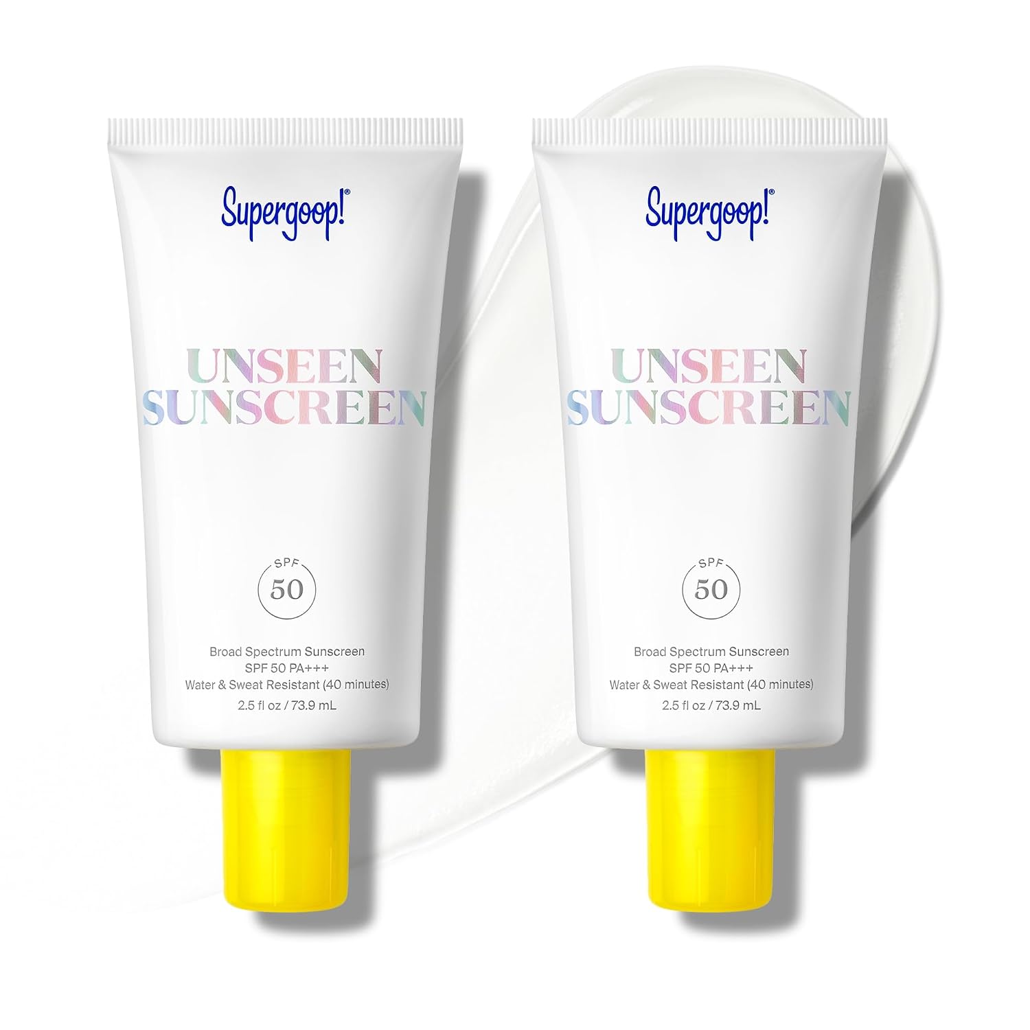 Supergoop! Unseen Sunscreen - SPF 50 - Clear & Invisible Face Sunscreen + Broad Spectrum + Makeup-Gripping Primer - Weightless, Scentless, Oil Free - For All Skin Types & Tones - 2.5 fl oz, 2 Pack