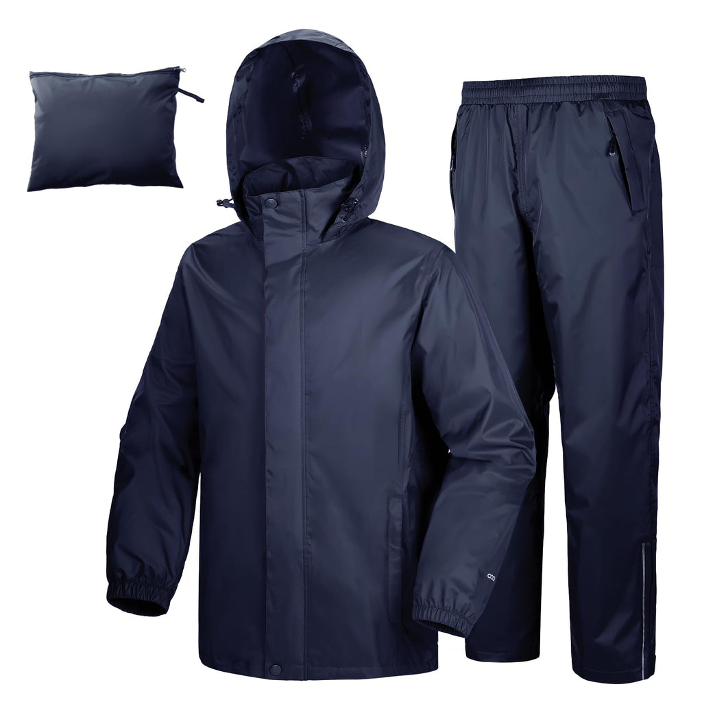 33,000ft Men's Rain Suit Packable Waterproof Lightweight Rain Gear for Golf Hiking Cycling 2 Pieces(Rain Jackets and Pants)