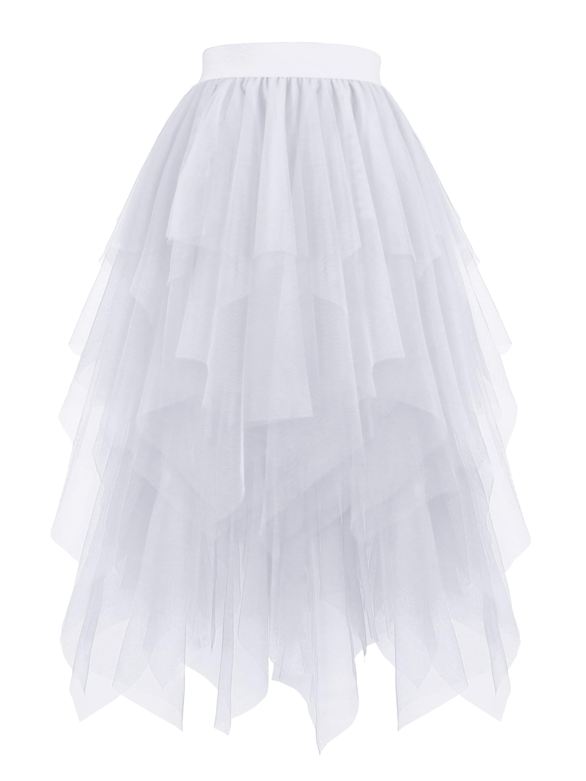 Hanpceirs Women's Tulle Skirts High Low Layered A-line Midi Skirt Irregular Tutu for Women