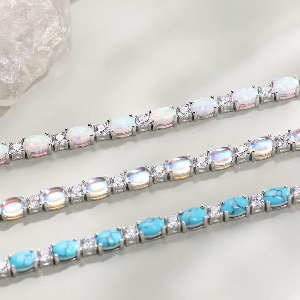 FANCIME Birthstone Bracelets Sterling Silver Tennis Bracelets Charm Fine Jewelry Birthday Gifts for Women 7"