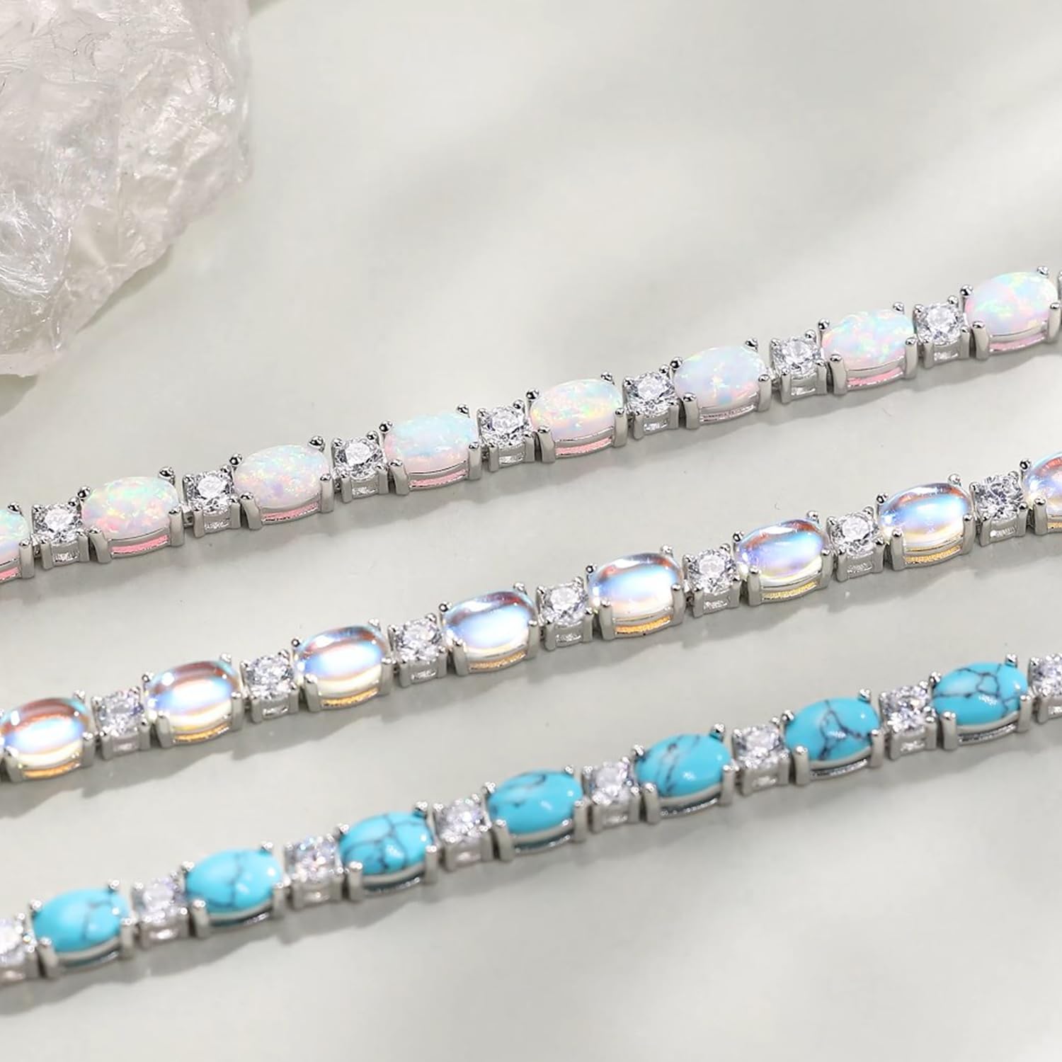 FANCIME Birthstone Bracelets Sterling Silver Tennis Bracelets Charm Fine Jewelry Birthday Gifts for Women 7"