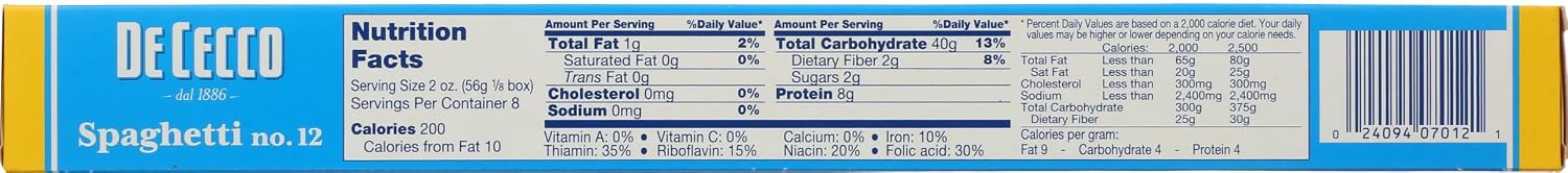 De Cecco Enriched Macaroni Product - Spaghetti Pasta (16 oz ea)