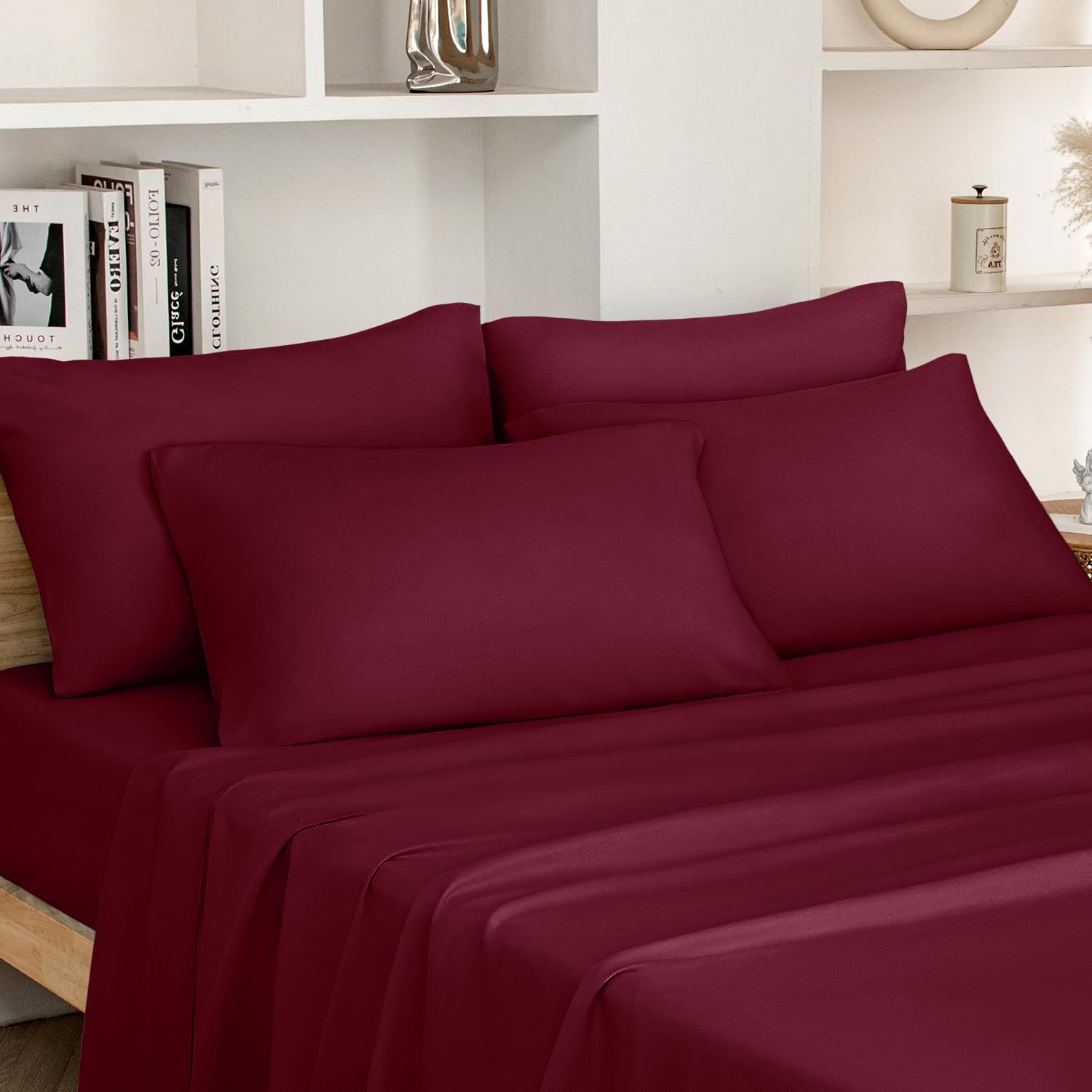 HOMEIDEAS Full Size Bed Sheets - 6 Piece Set (Aqua Blue) - Extra Soft Brushed Microfiber 1800 Bedding Sheets, Deep Pocket, Wrinkle & Fade Free
