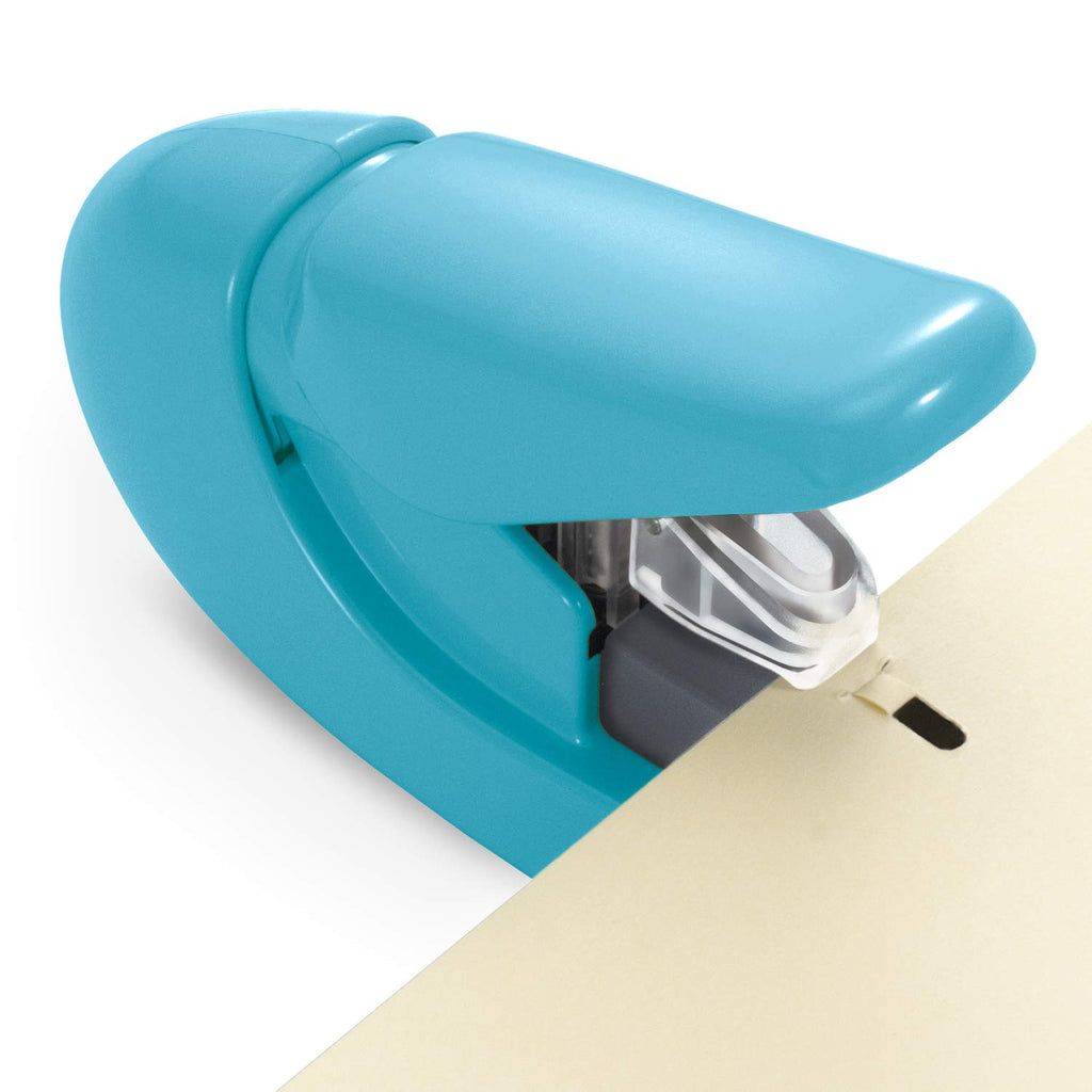 Plus Paper Clinch Compact Staple-Free Stapler, Blue Turquoise
