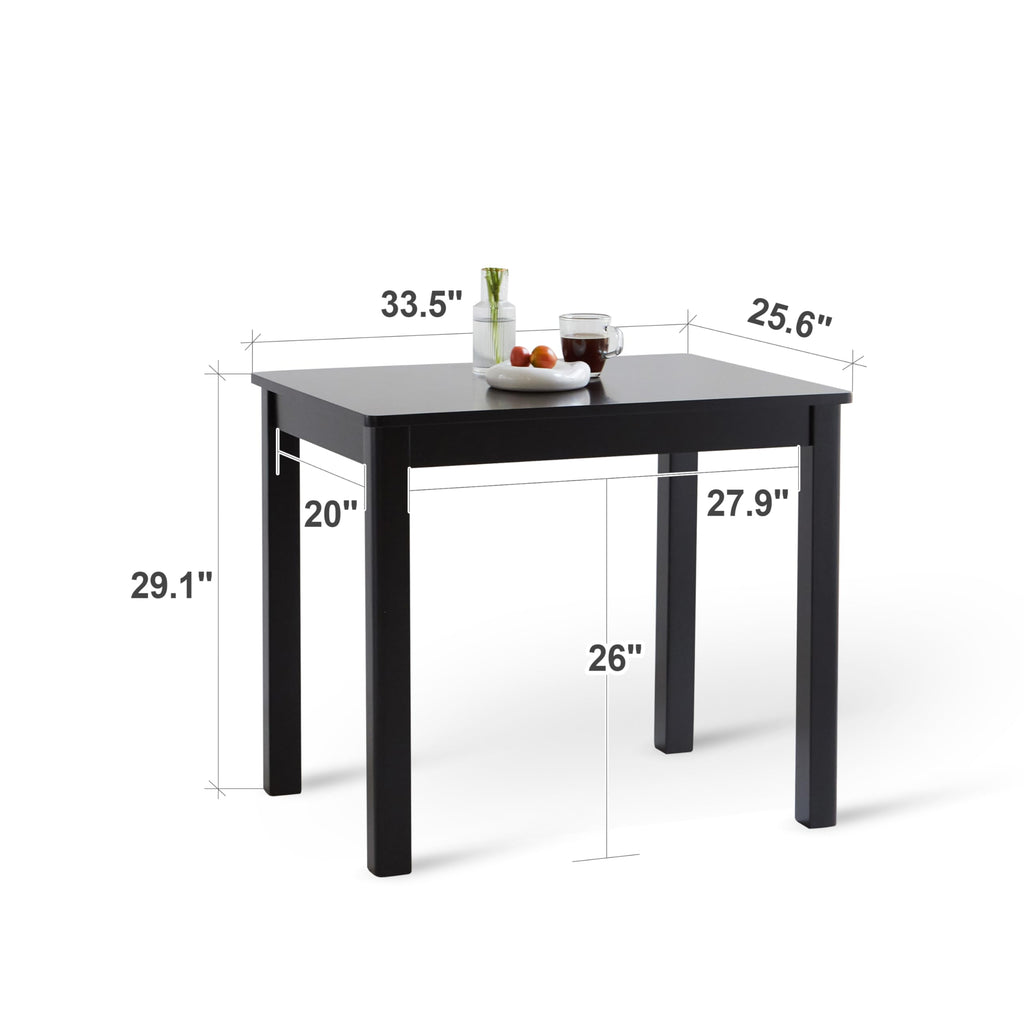 Livinia Cabin 33.5" Wooden Dining Table/Small Rectangular Modern Farmhouse Solid Wood Kitchen Table Desk (Black)