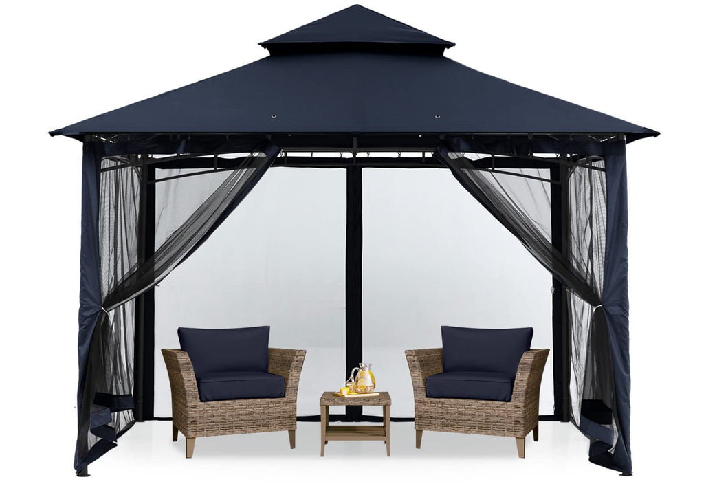 MASTERCANOPY Outdoor Garden Gazebo for Patios with Stable Steel Frame and Netting Walls (9x9,Beige)