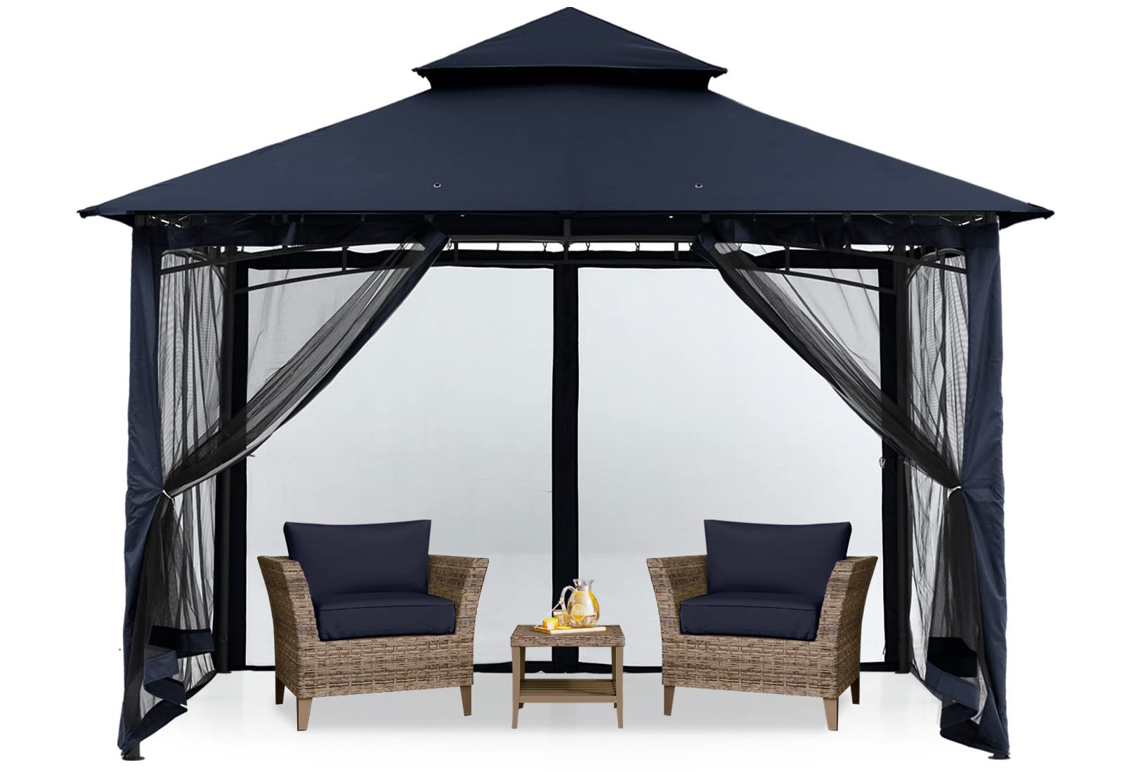 MASTERCANOPY Outdoor Garden Gazebo for Patios with Stable Steel Frame and Netting Walls (9x9,Beige)