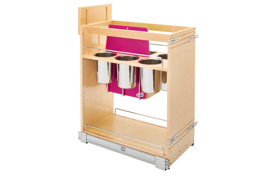 Rev-A-Shelf Wood Base Cabinet Knife Block Pullout Organizer w/Soft-Close