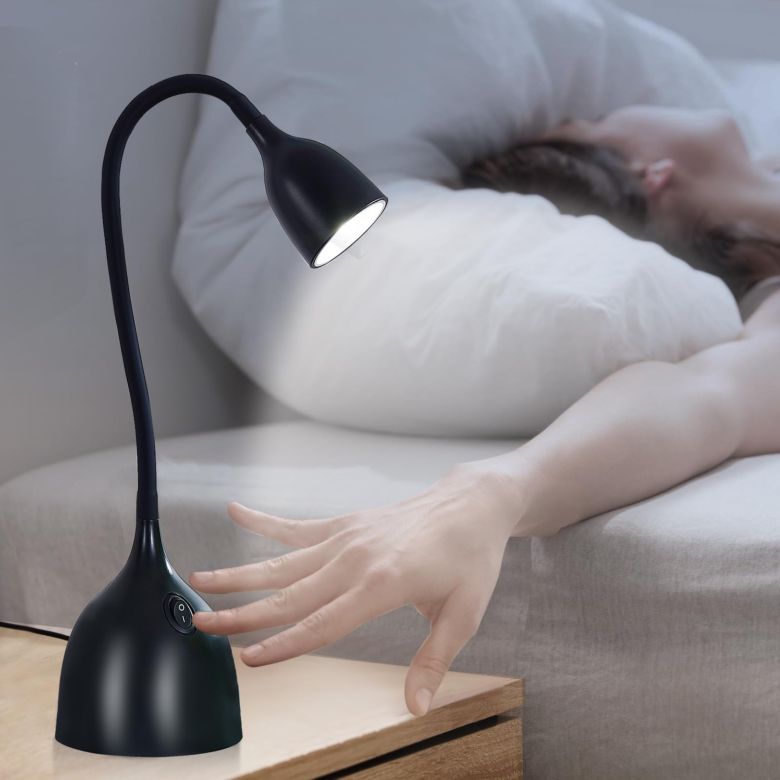 EJIAXIN Gooseneck Desk Lamp 360° LED Flexible Reading Light Small Desk Lamps for Small Spaces Home Office Bedroom College Dorm Desk Bookshelf Nightstand Table Lamp (Purple)