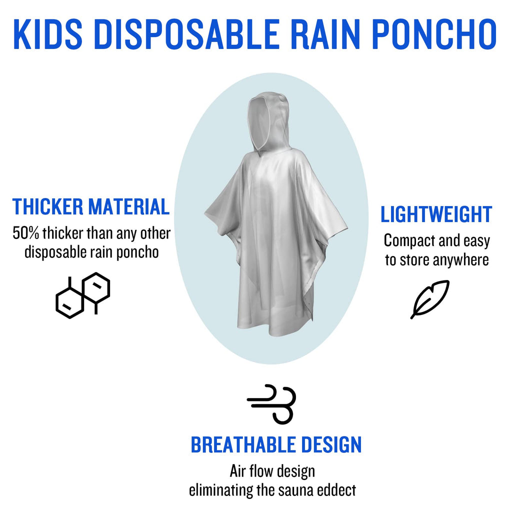SaphiRose Disposable Rain Ponchos for Adults, 4 Pack Family Pack Clear Emergency Hooded Raincoat for Travel Camping
