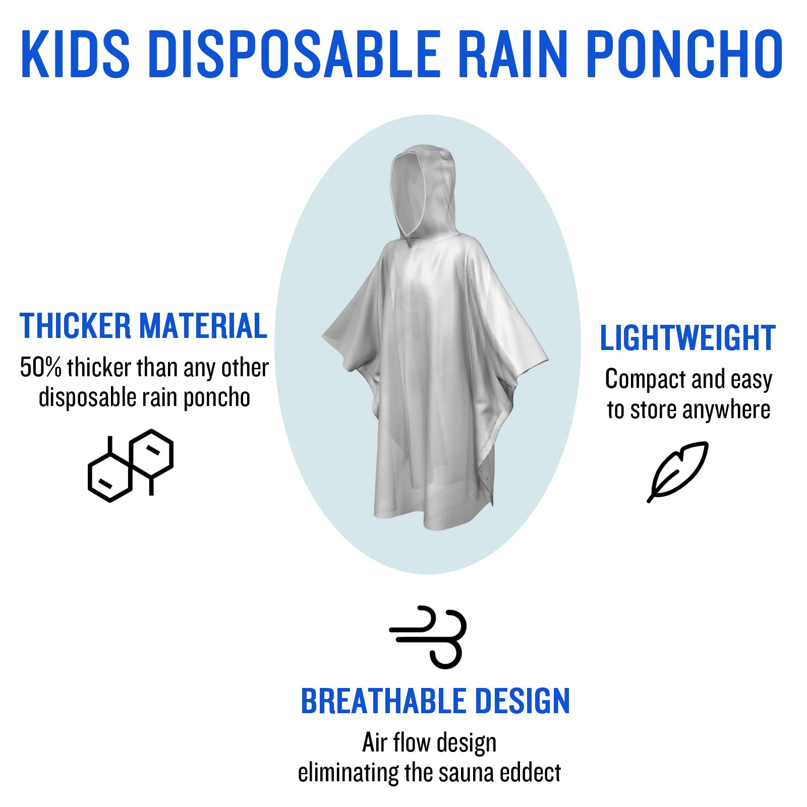SaphiRose Disposable Rain Ponchos for Adults, 4 Pack Family Pack Clear Emergency Hooded Raincoat for Travel Camping