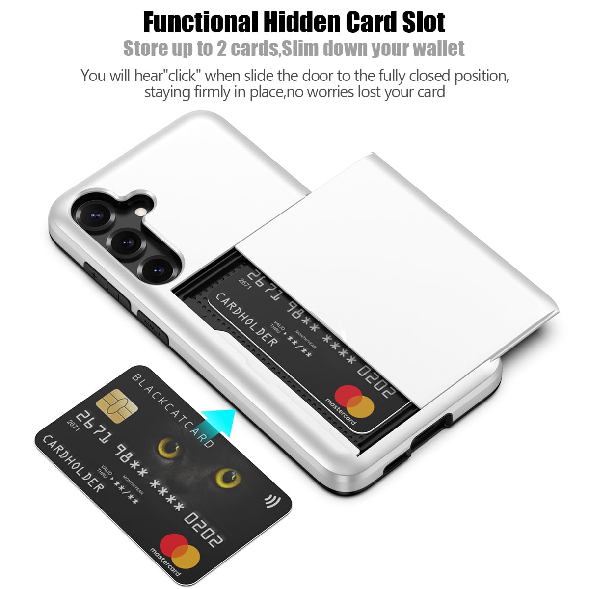 Nvollnoe for Samsung Galaxy S25 Case with Card Holder Dual Layer Heavy Duty Protective Case Hidden Card Slot Slim Wallet Cover for Samsung S25 6.2''(Black)