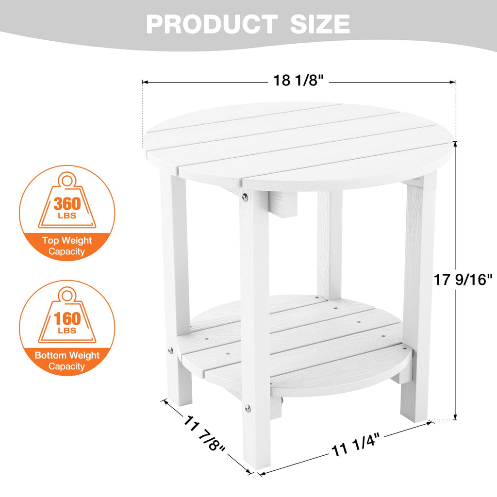 YEFU Adirondack Side Table, 18" Double Outdoor Side Table, Poly Lumber end Table, Weather Resistant for Indoor, Patio, Pool, Porch, Backyard-Black