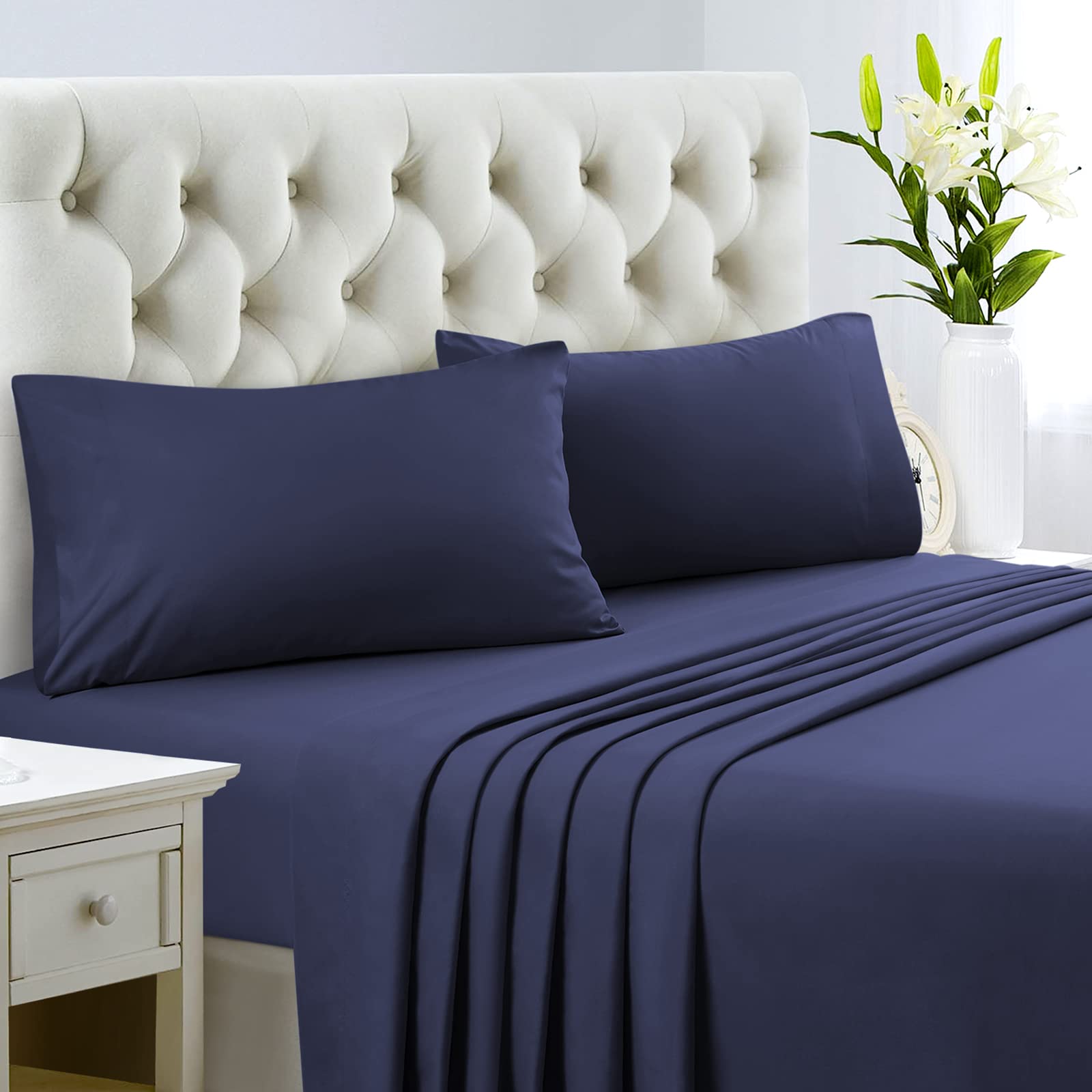 HOMEIDEAS Full Size Bed Sheets - 6 Piece Set (Aqua Blue) - Extra Soft Brushed Microfiber 1800 Bedding Sheets, Deep Pocket, Wrinkle & Fade Free