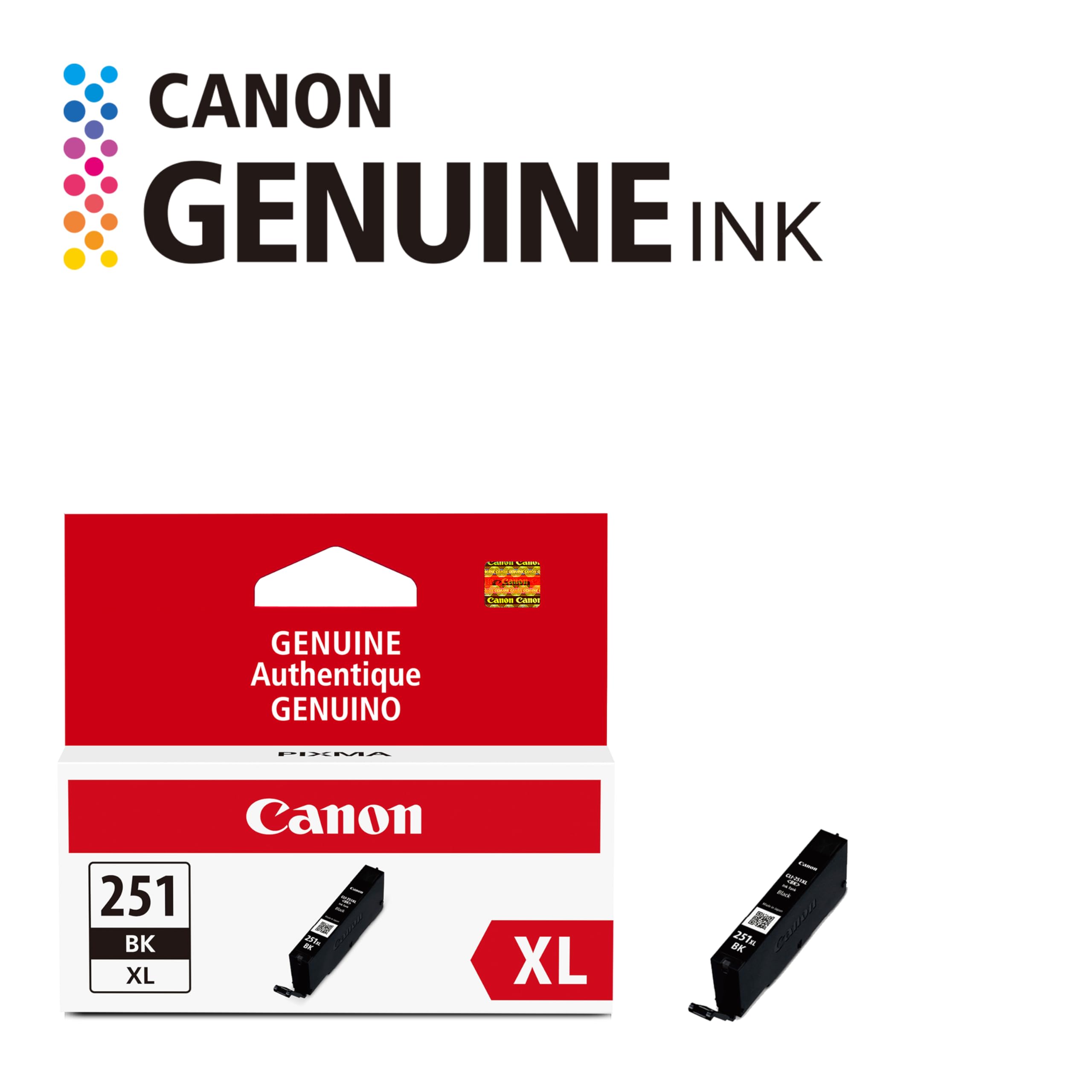 Canon CLI-251XL Genuine Black Ink Tank, Compatible with MG6320, IP7220 & MG5420, MX922, MG5520, MG6420, MG7120, iX6820, iP8720, MG7520, MG6620, and MG5620 Printers