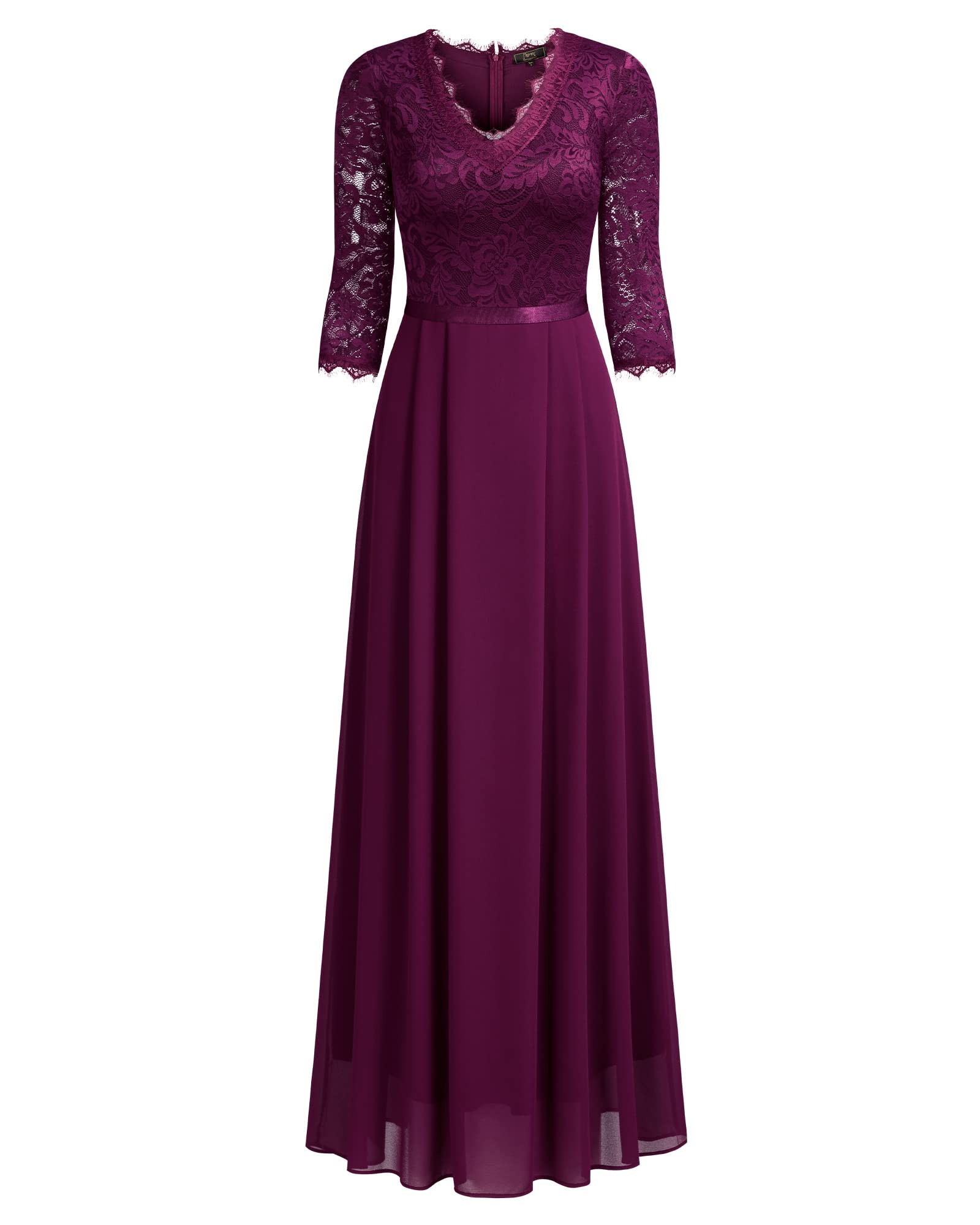 MISSMAY Women's Formal Floral Lace 2/3 Sleeves Long Evening Party Maxi Dress