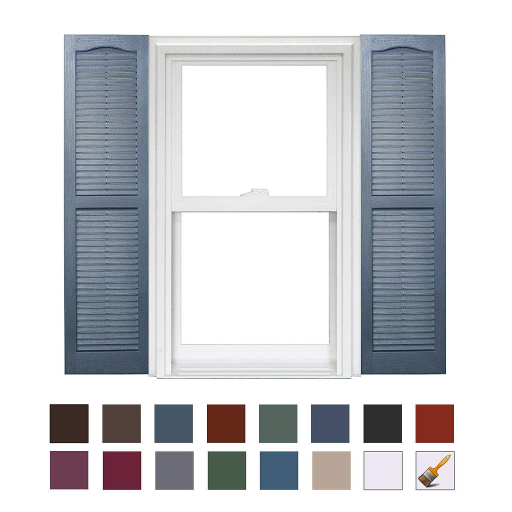 Homeside Open Louver Shutter 1 Pair 14-1/2in. x 25in. 330 Berry - Premium Exterior Vinyl | Classic Slatted Design | Fade-Resistant Color-Through | Easy Installation | Made in USA
