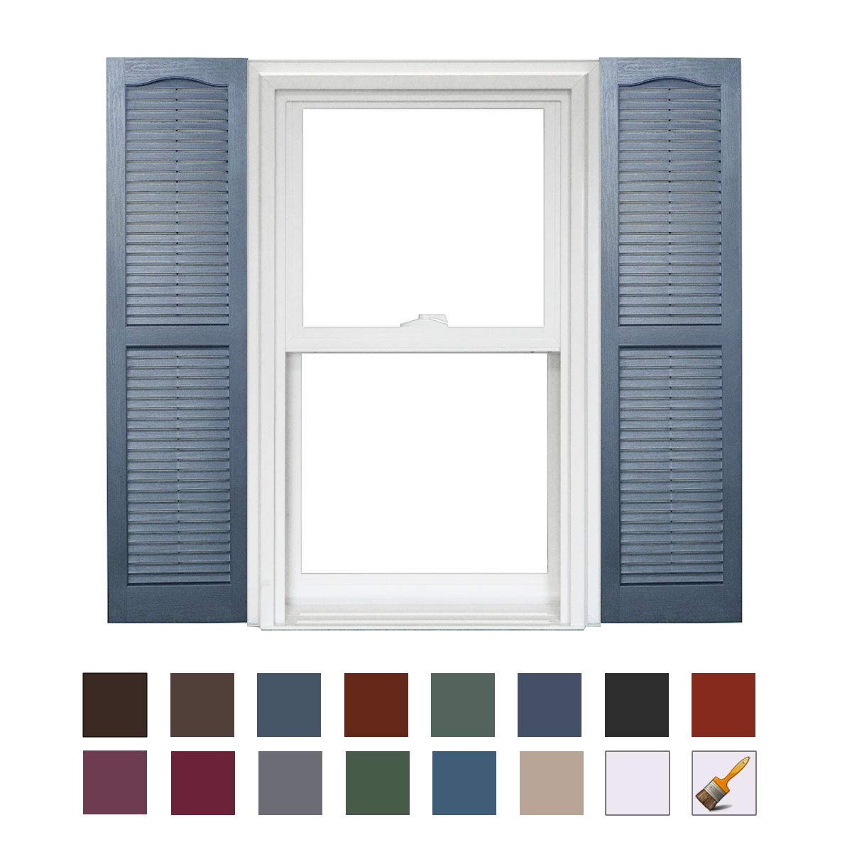 Homeside Open Louver Shutter 1 Pair 14-1/2in. x 25in. 330 Berry - Premium Exterior Vinyl | Classic Slatted Design | Fade-Resistant Color-Through | Easy Installation | Made in USA