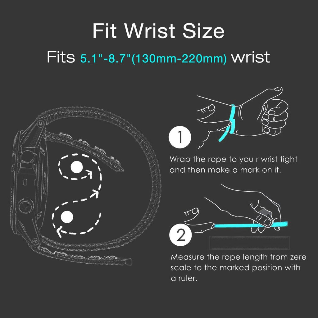 Abanen Hook and Loop Quick Dry Watch Band for Fenix 8 47mm/ epix Pro 47mm / Fenix 7/6/5, 22mm Woven Nylon Ultralight Sport Wristband Strap for Garmin Instinct 2, Instinct 3 45mm