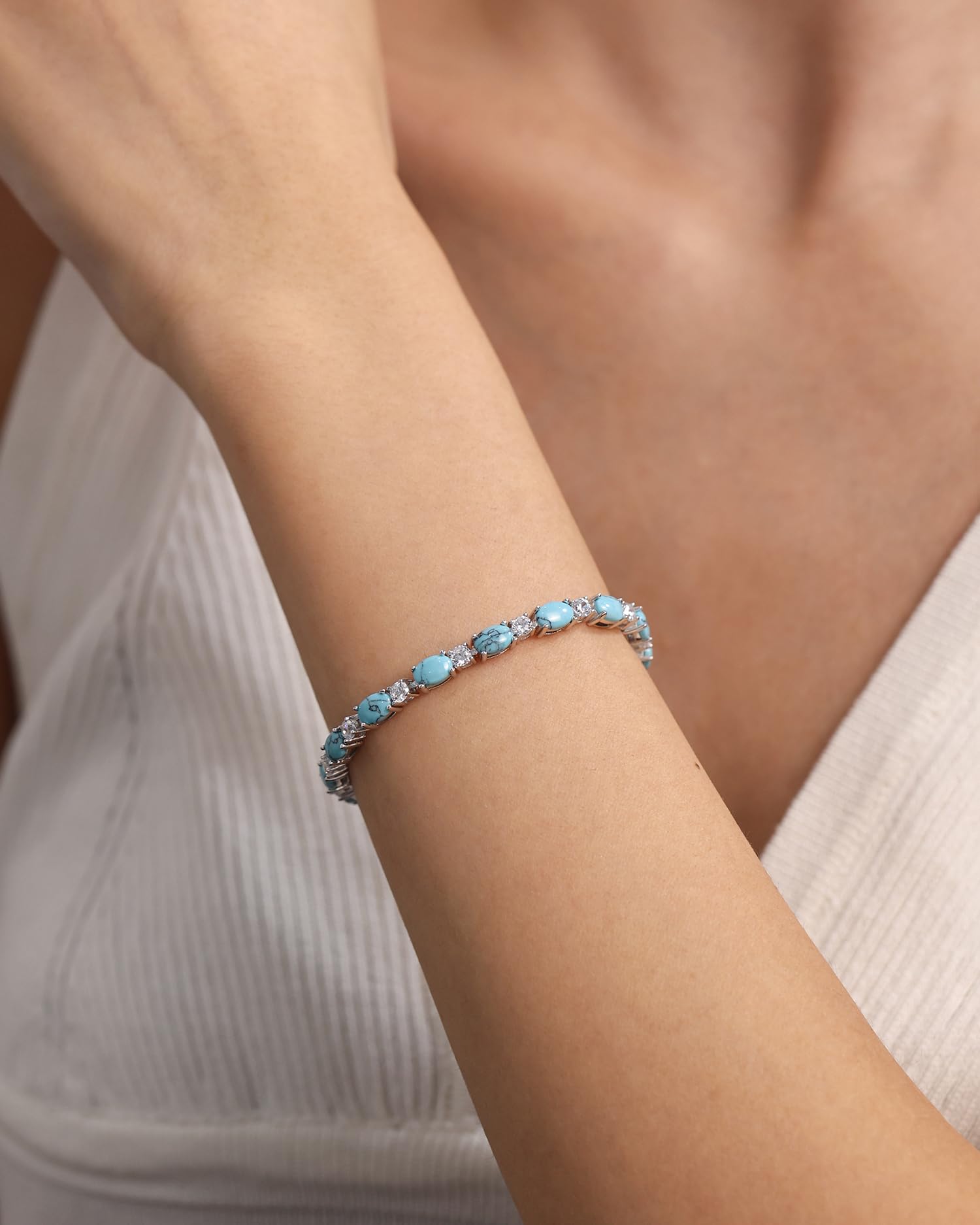 FANCIME Birthstone Bracelets Sterling Silver Tennis Bracelets Charm Fine Jewelry Birthday Gifts for Women 7"