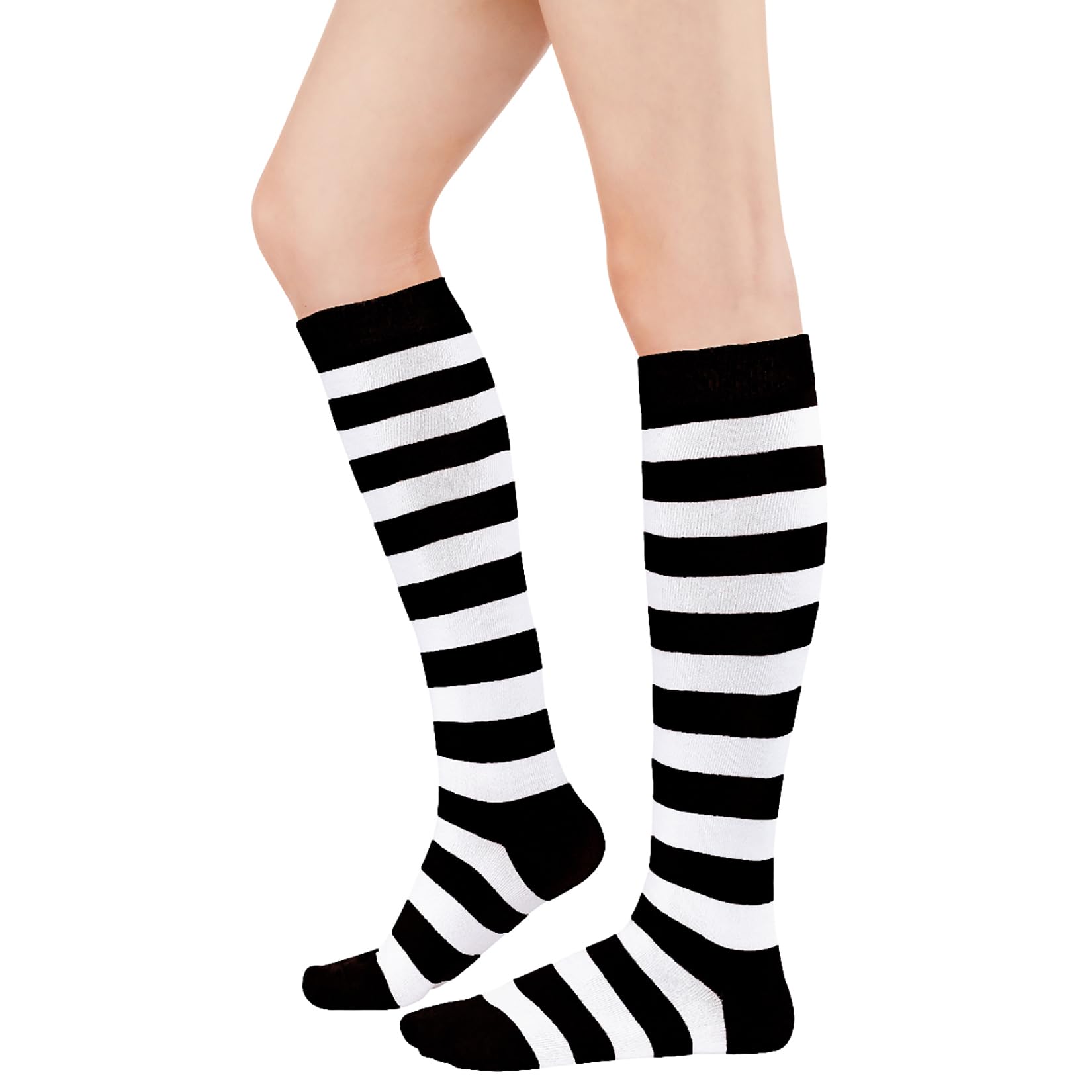 Century Star Knee High Striped Socks for Women - Long Thin Tube Sports Thigh High Socks Tall Stockings