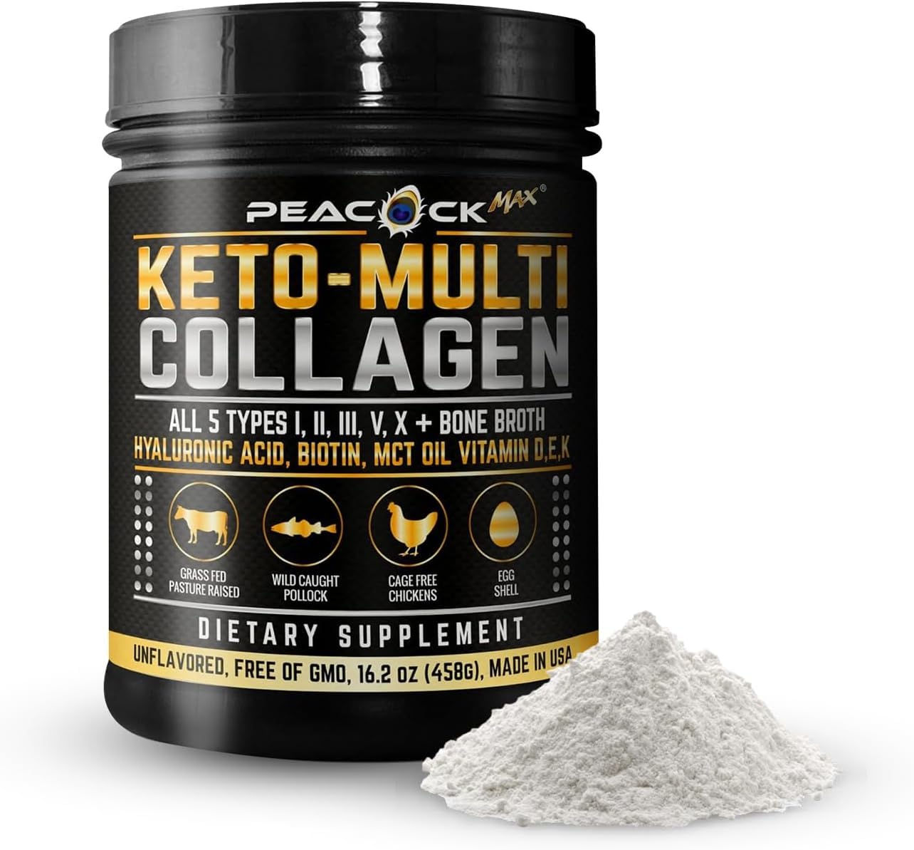 Collagen Keto Coffee Creamer Powder 12.2 oz - Hydrolyzed Collagen Peptides with Coconut MCT Oil, B12, Magnesium, Unflavored Protein Powder, Sugar Free Coffee Creamer for Smoothies & Baking