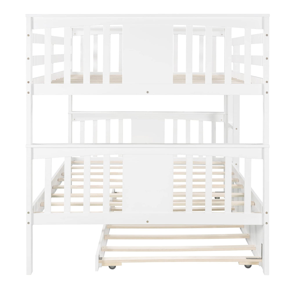 Merax Full Over Full Bunk Bed Convertible to Two Separate Beds, Solid Pine Wood Frame with Safety Guardrail & Headboard, Sturdy Durable Design, for Teens, Espresso