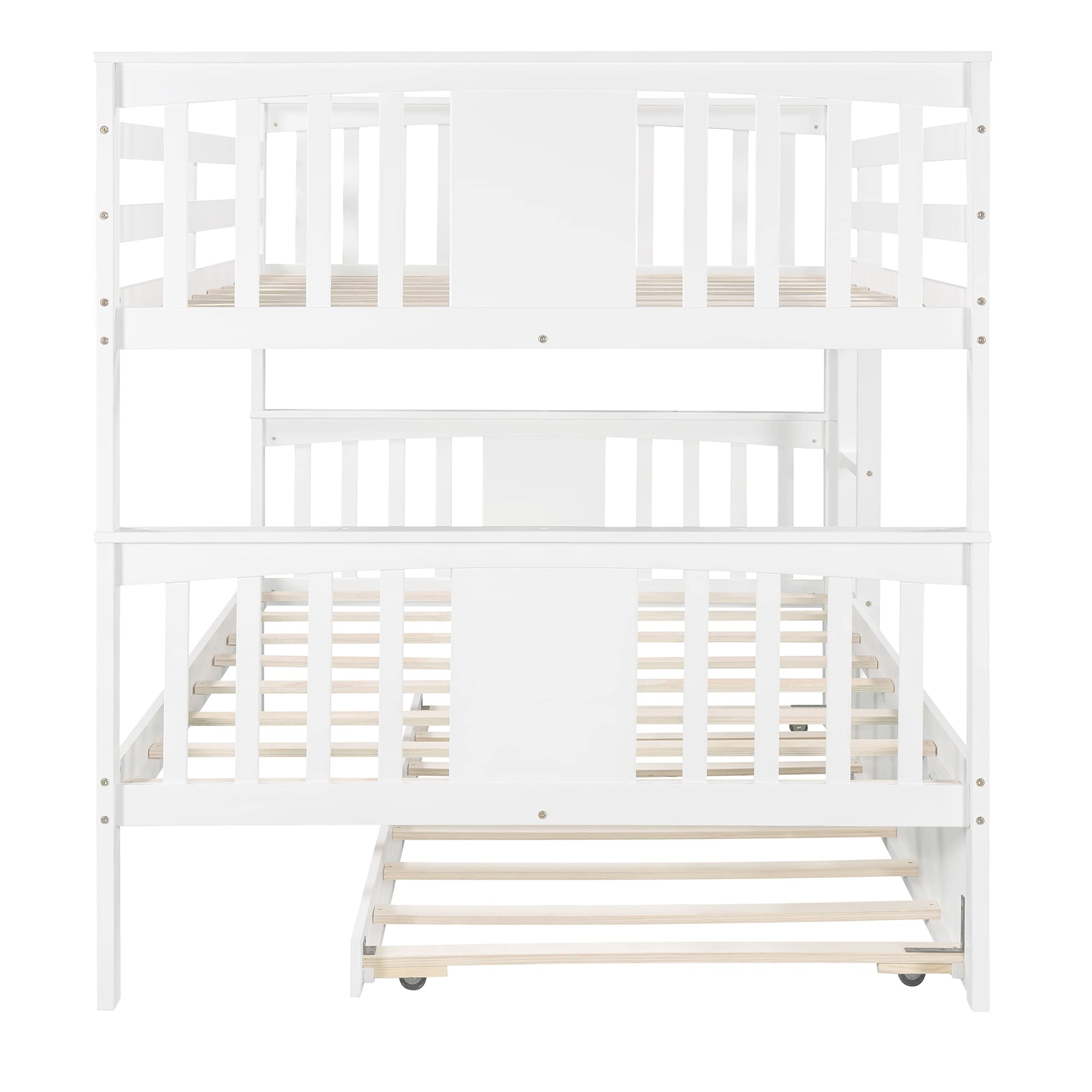 Merax Full Over Full Bunk Bed Convertible to Two Separate Beds, Solid Pine Wood Frame with Safety Guardrail & Headboard, Sturdy Durable Design, for Teens, Espresso