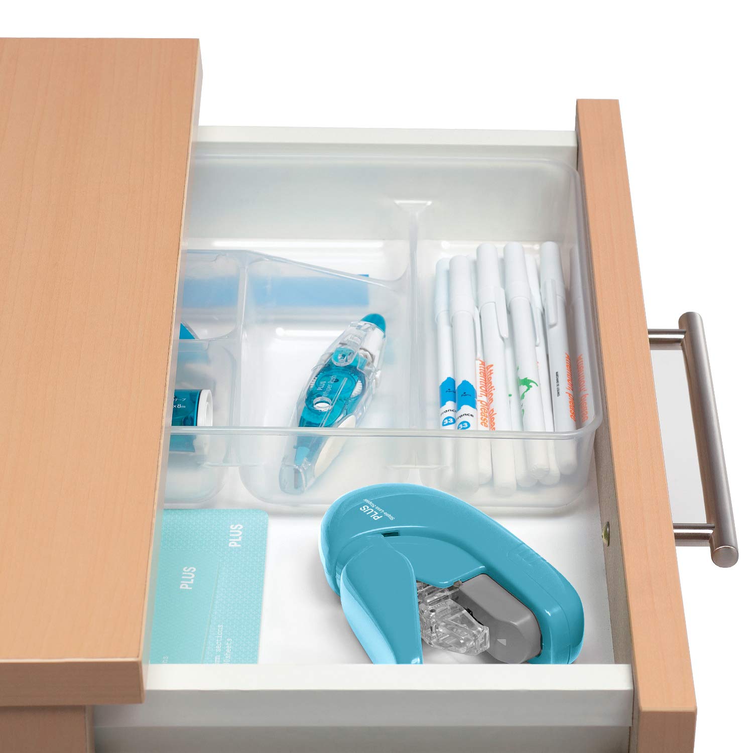 Plus Paper Clinch Compact Staple-Free Stapler, Blue Turquoise
