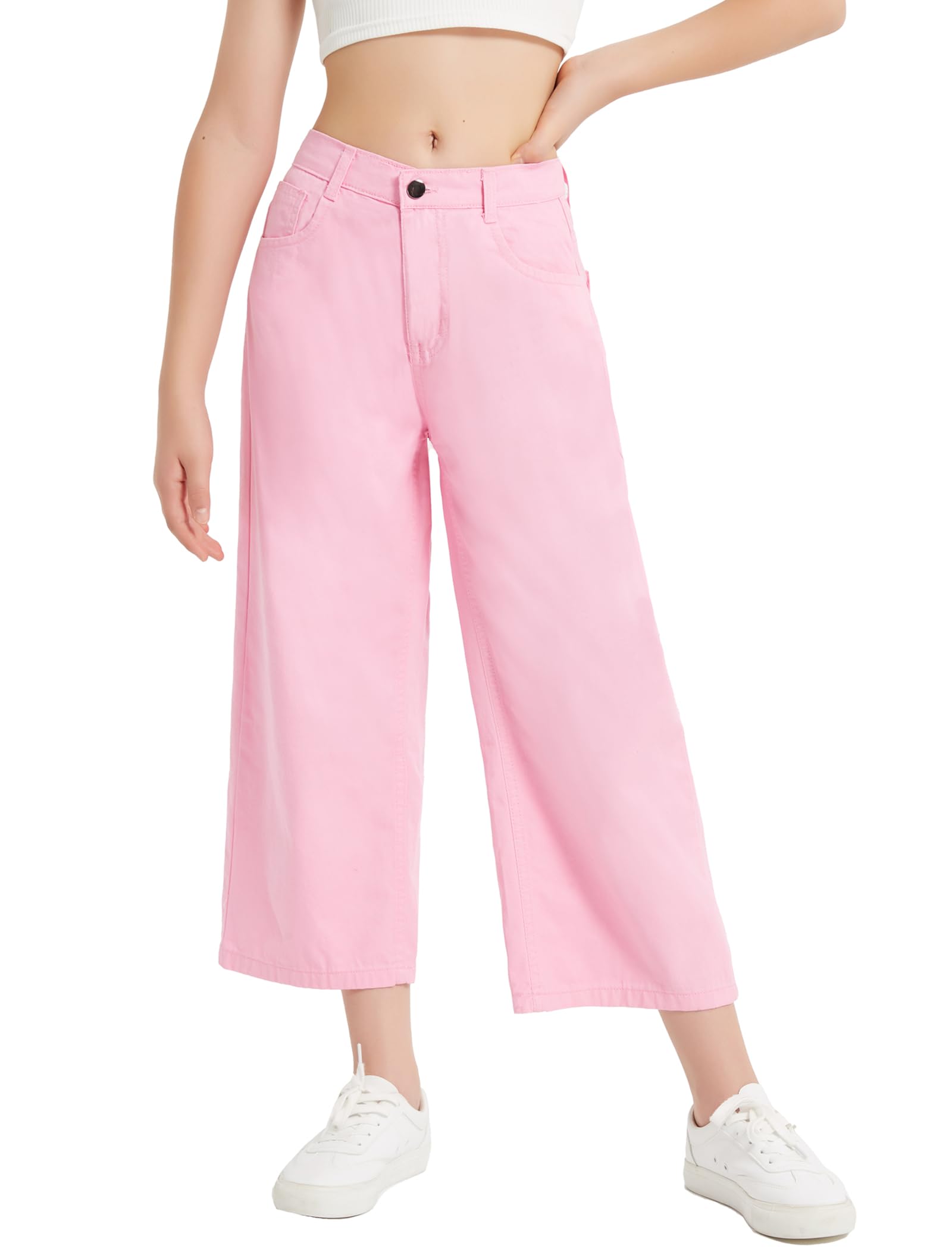 EXARUS Girls Jeans Baggy Wide Leg Cute Teen Tween Long Denim Pants Clothes Tall Junior Elastic Band Pockets