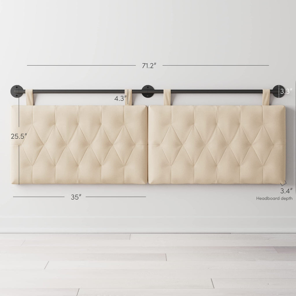 Nathan James Harlow Modern Wall Mount Hanging Headboard, Queen, Brown Faux Leather