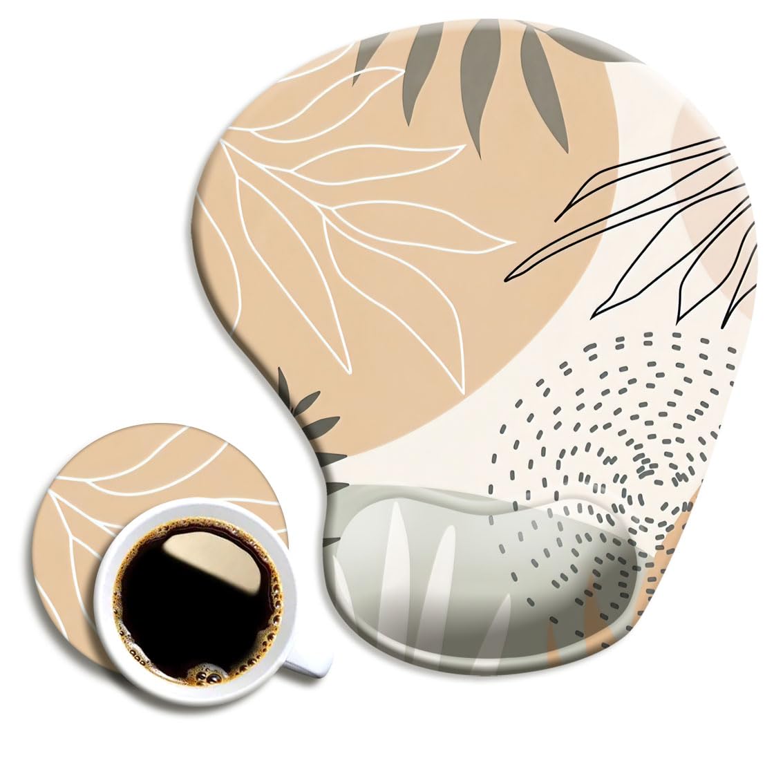 DOOKE Ergonomic Mouse Pad with Wrist Support and Coaster,Mouse Pads with Non-Slip PU Base for Home Office Working Studying Easy Typing & Pain Relief Aesthetic Art