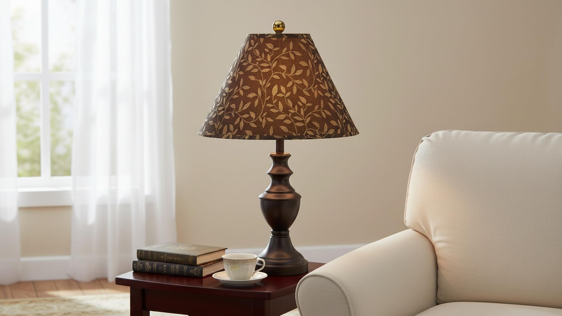 Aspen Creative 32083 Transitional Hardback Empire Shaped Spider Construction Lamp Shade in Brown, 18" wide (7" x 18" x 12 1/2")