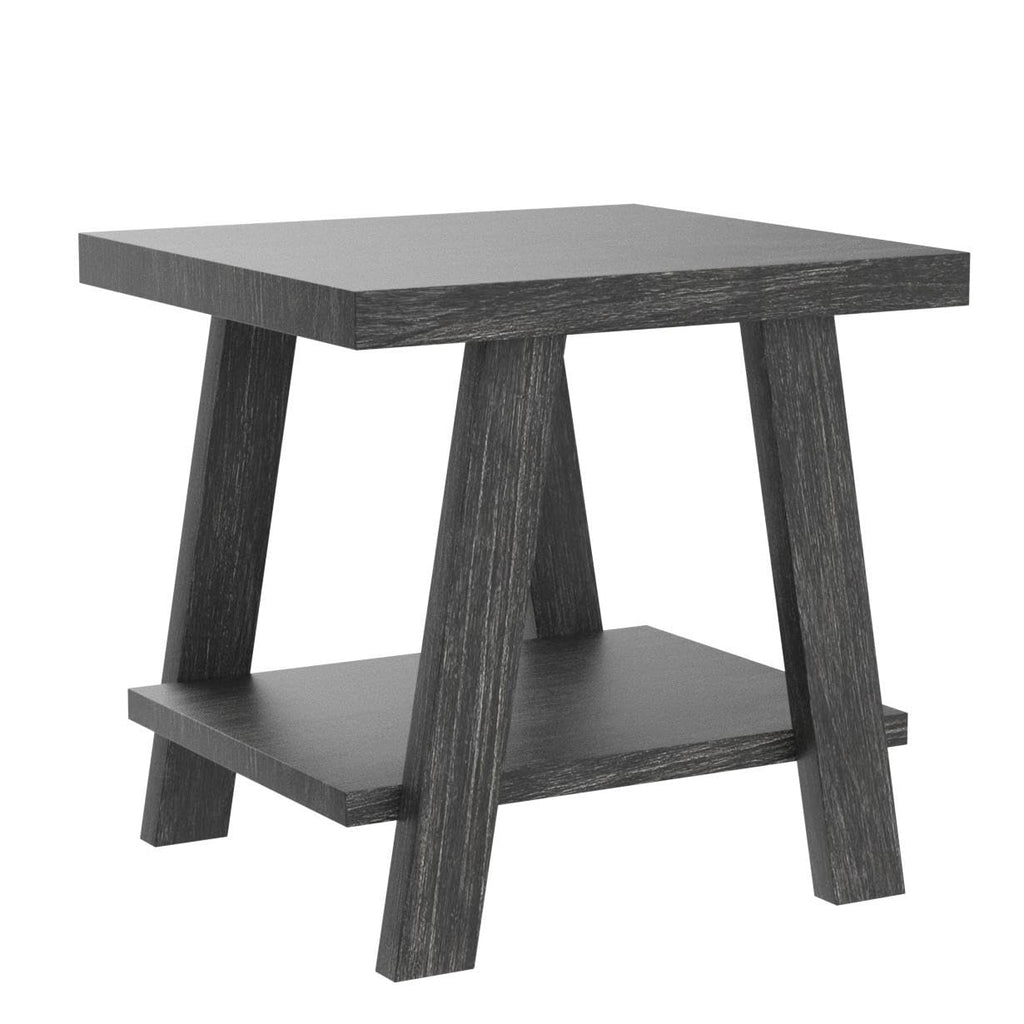Roundhill Furniture Athens Contemporary Replicated Wood Shelf End Table in Black Finish