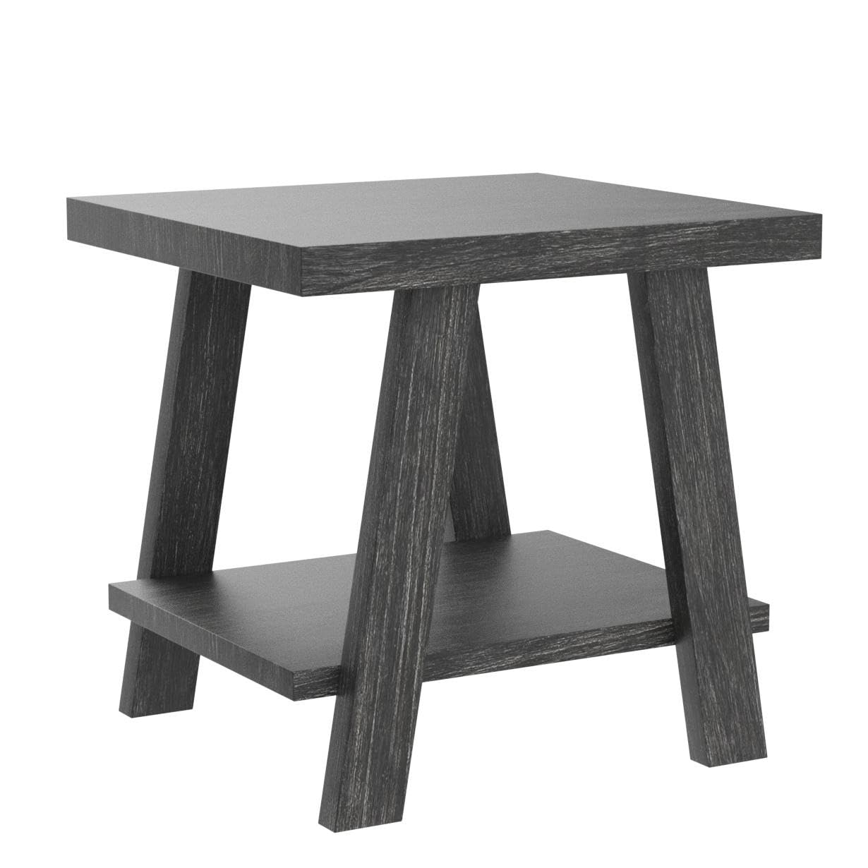 Roundhill Furniture Athens Contemporary Replicated Wood Shelf End Table in Black Finish