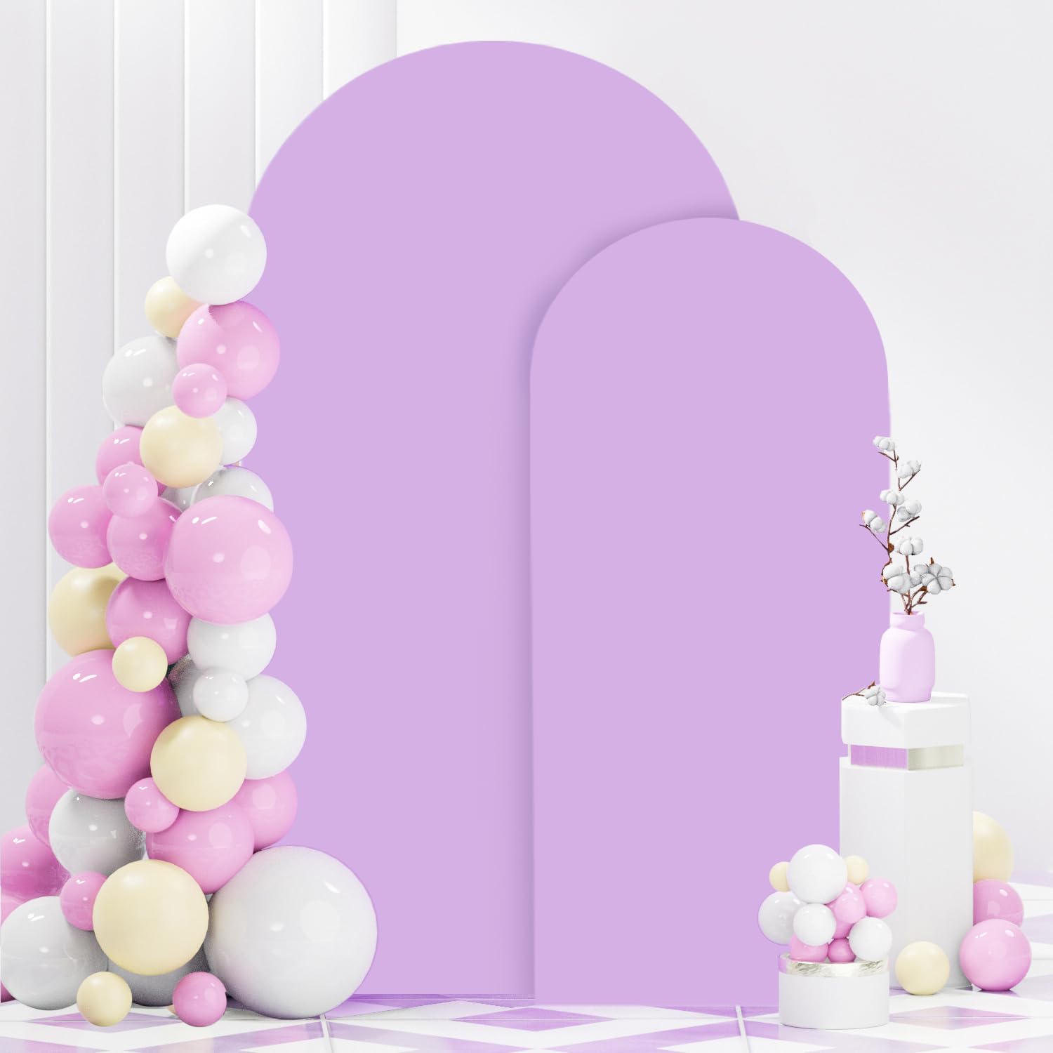 FANPROMS Beige Arch Backdrop Cover Set of 3 Wedding Arch Cover 4x5x6FT Round Top Arch Stand Cover for Fitted Arch Covers Spandex Backdrop Covers Set for Wedding Party Ceremony Decorations