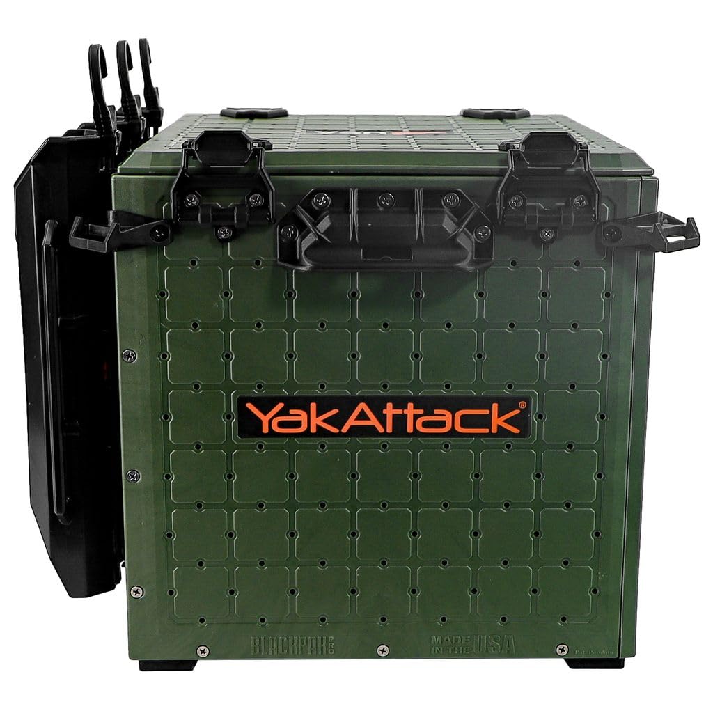 YakAttack BlackPak Pro 13" x 13" Fishing Crate with 3 Rod Holders - Battleship Grey | Compact Tackle Storage Box & Gear Organizer for Kayaks | Lightweight, Durable & Customizable Marine Accessory