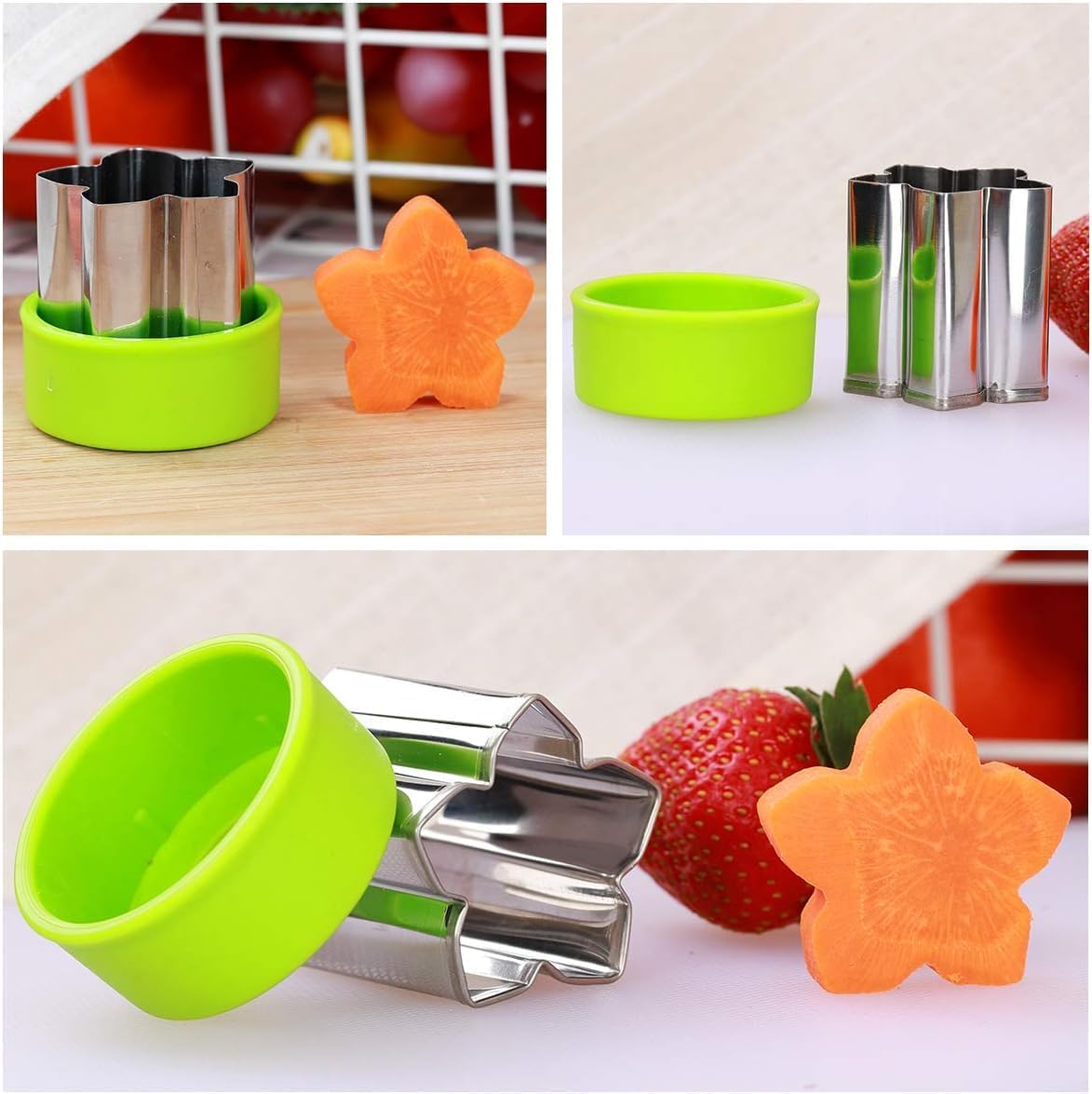 Vegetable Cutter Shapes Set (8 Pack) – 1.5" Stainless Steel Mini Cookie & Fruit Cutters for Kids, Bento Lunch, Sandwich, Fondant, Cheese, Baking & Food Prep
