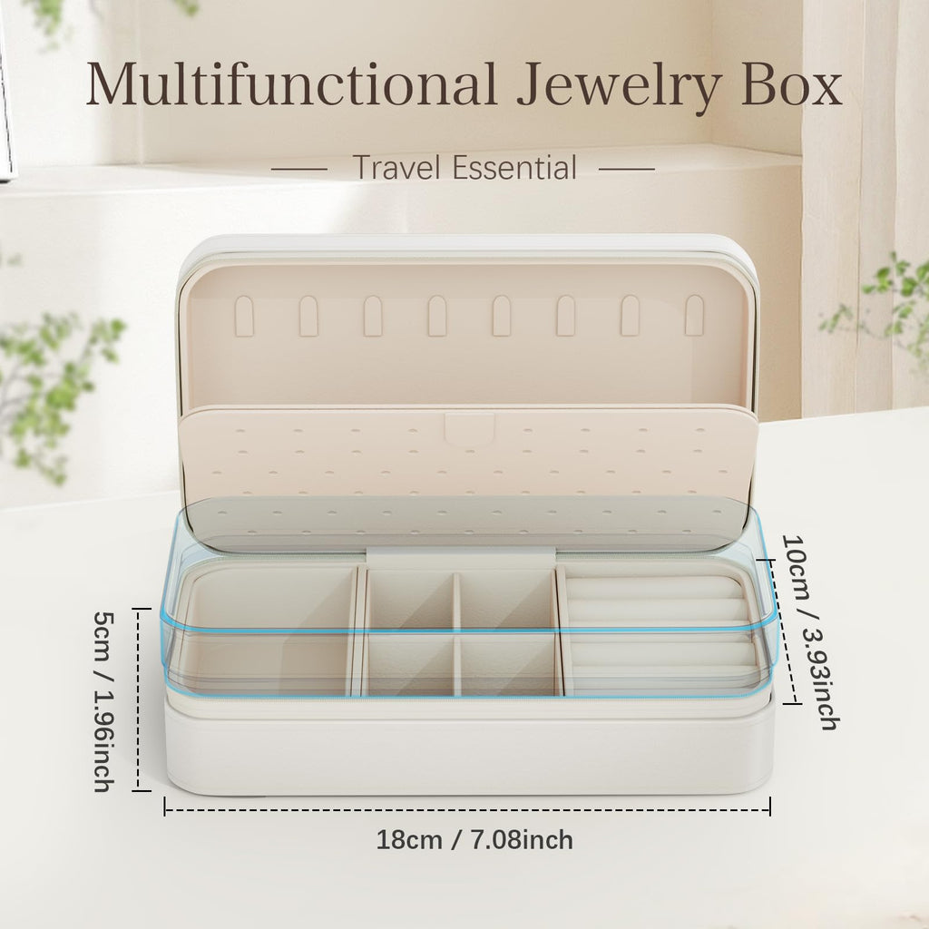 DesignSter Travel Jewelry Box, PU Leather Portable Jewelry Case, Small Jewelry Boxes for Gifts, Travel Jewelry Organizer for Women Rings Earrings Necklaces Bracelets (Avocado Green)