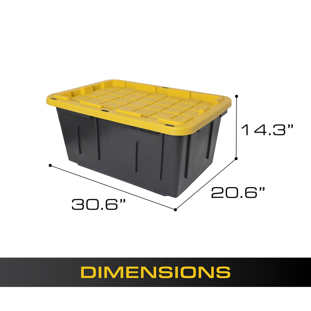 CX Black & YELLOW, Shelving Unit and Heavy Duty Storage Containers, Extremely Durable (Shelf + 27 Gallon Container (4-Pack))