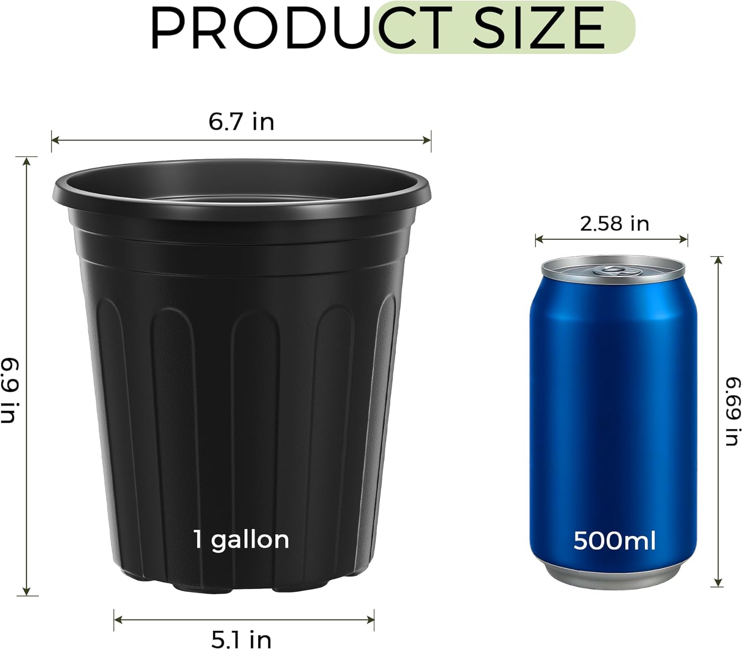 GroTheory 100 Pack 1 Gallon Nursery Pots, 6.7 Inch Plastic Pots for Plants, Plastic Flower Pots, Plant Pot, Seedling Pots for Potting, Seed, Succulent, Planting Pots with Plant Labels