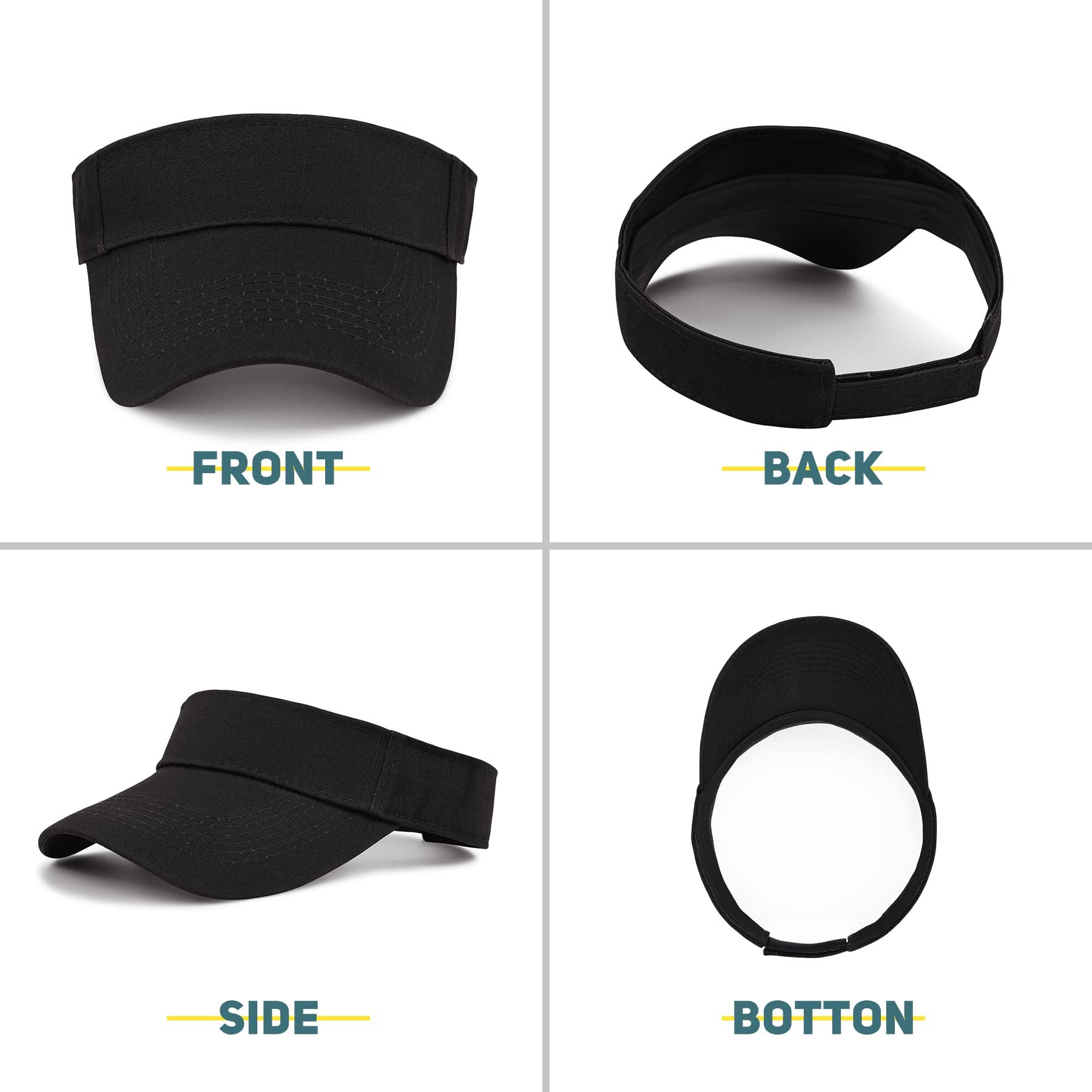 Zando 3.2" Structured Brim Sun Visor Hats for Women, Quick-Dry Lightweight Sports Visor for Golf, Tennis, Pickleball