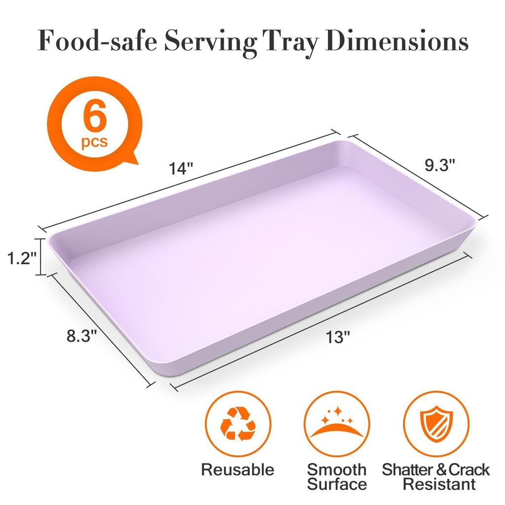 WOWBOX 4 pcs Serving Tray for Entertaining, Serving Platters for Snacks, Fruit, Cookies, Dessert, Reusable Plastic Trays for Serving Food, (White, Black, Green, Red)