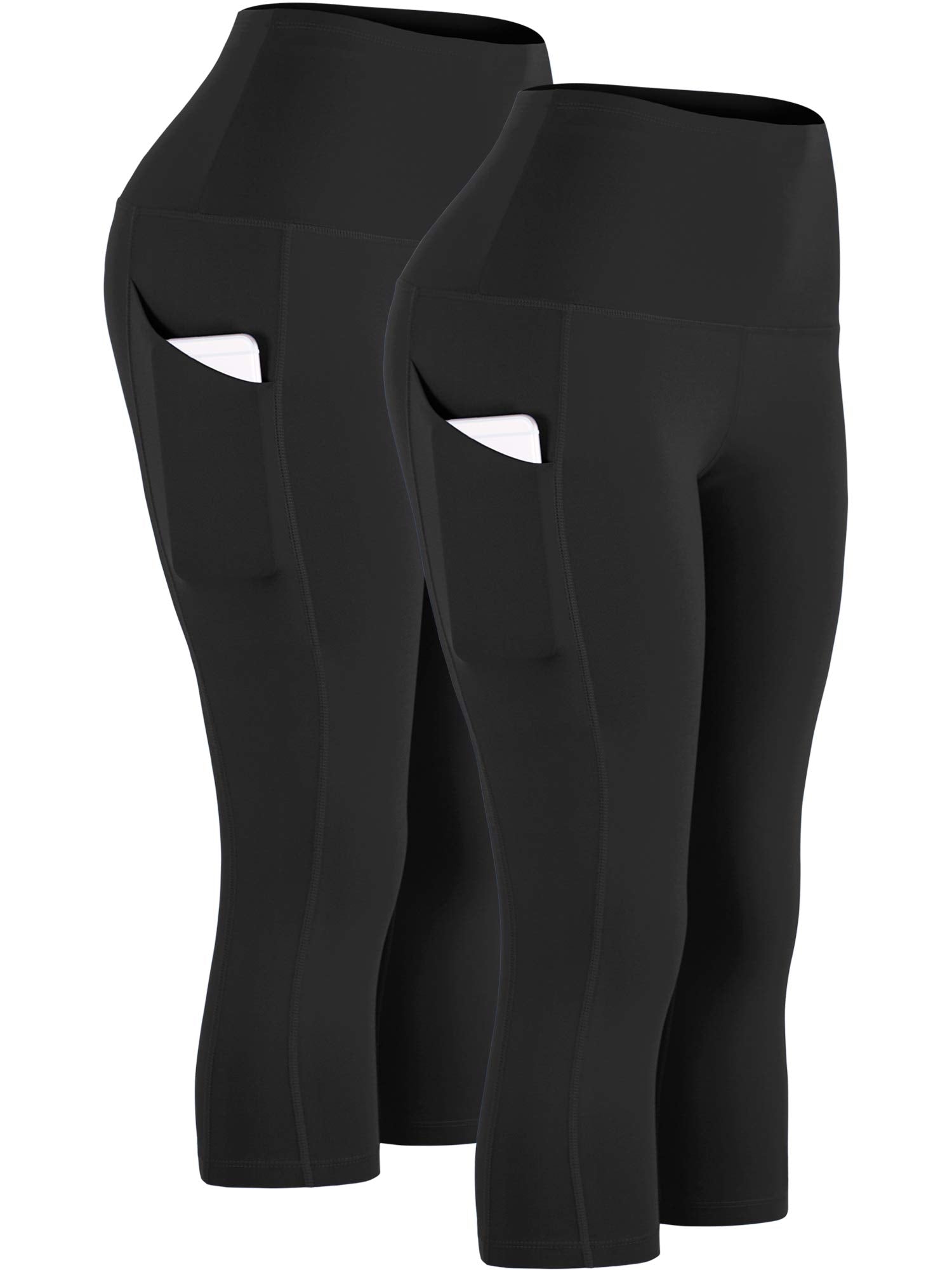 CADMUS Womens High Waist Workout Legging Capris for Yoga w Side Pockets
